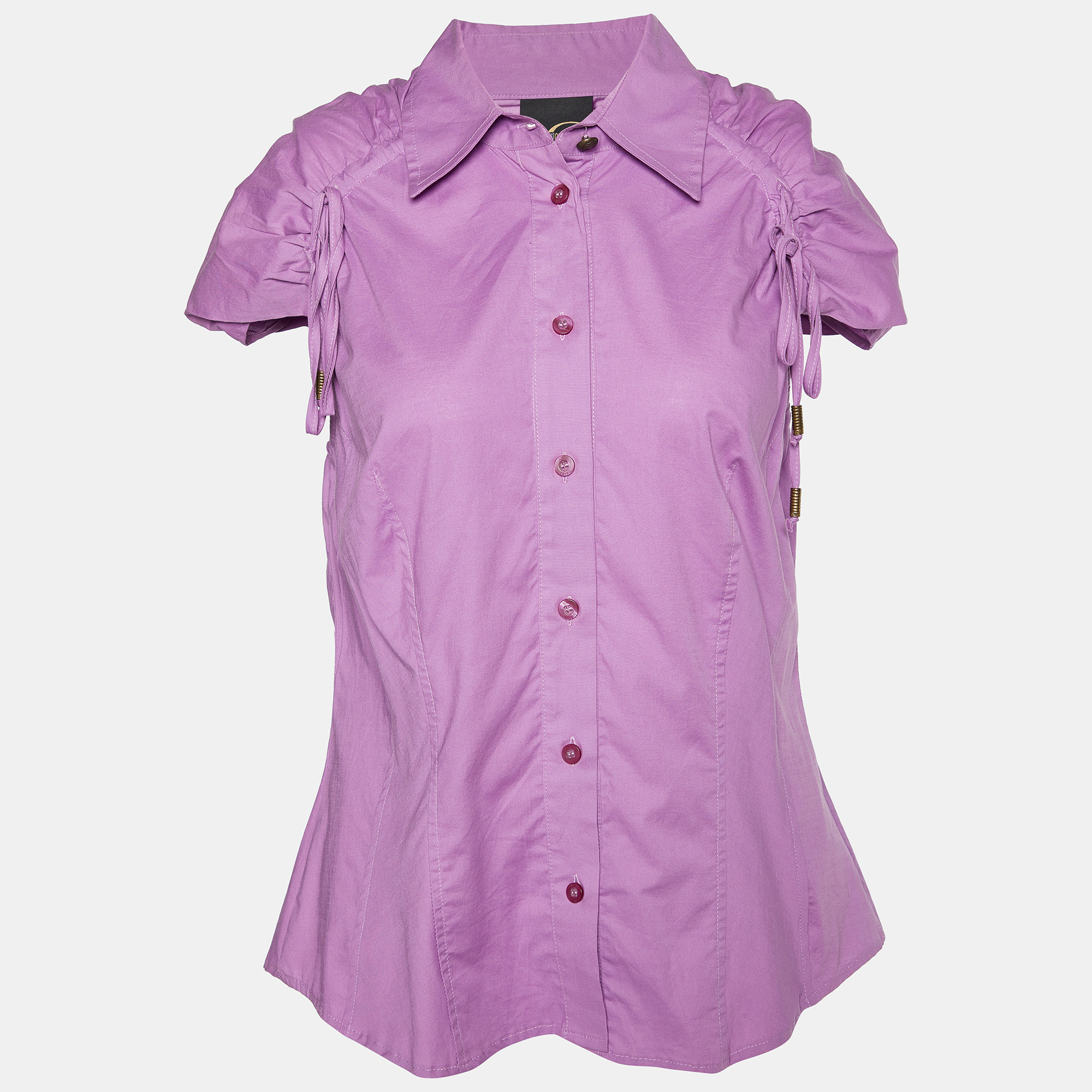 

Just Cavalli Purple Cotton Tie Detail Shirt