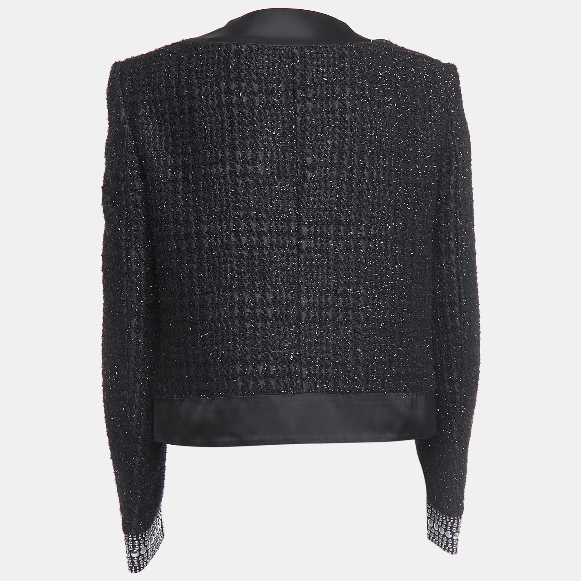 

Just Cavalli Black Lurex Boucle Hook Front Collarless Jacket