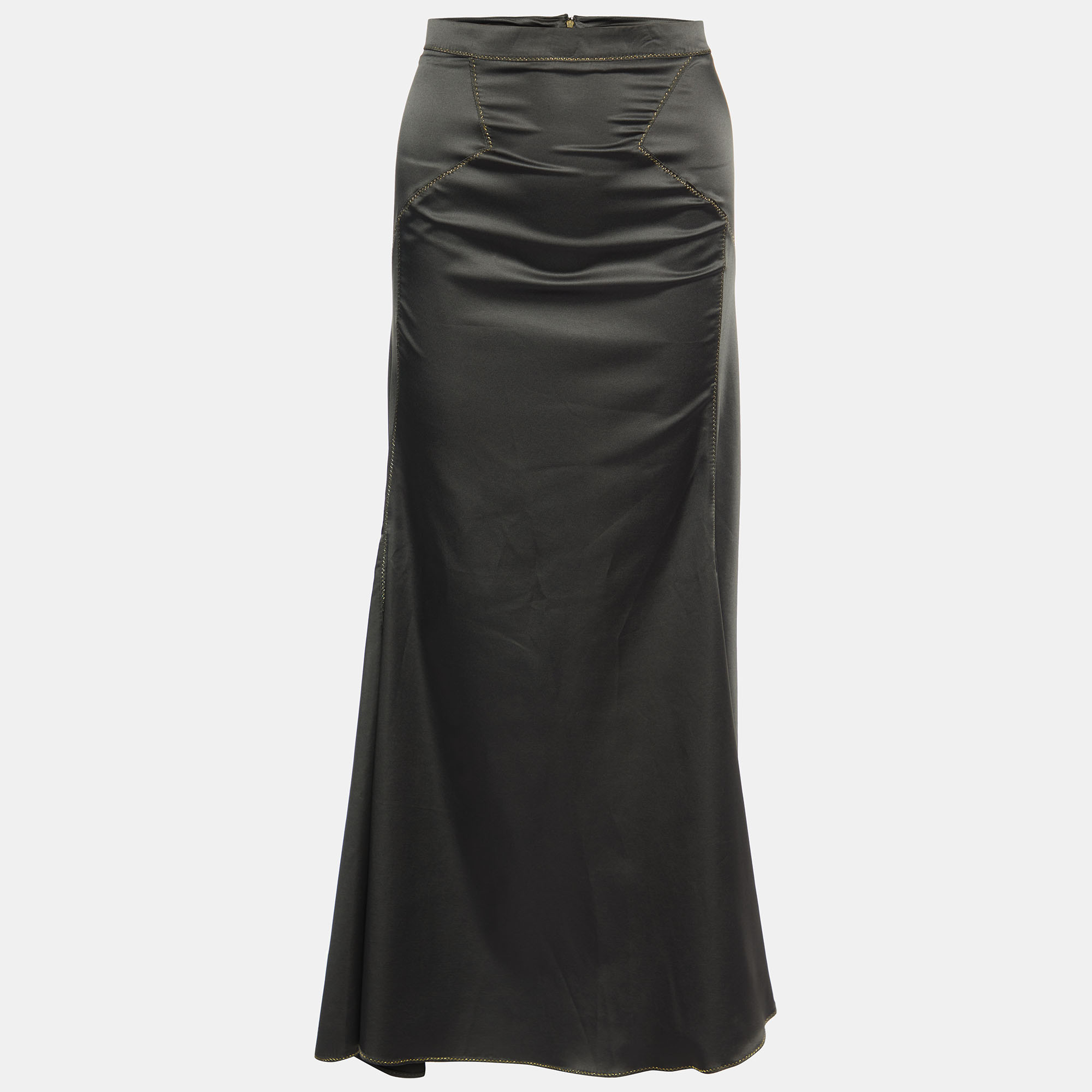 Pre-owned Just Cavalli Black Satin Contrast Detail Skirt M
