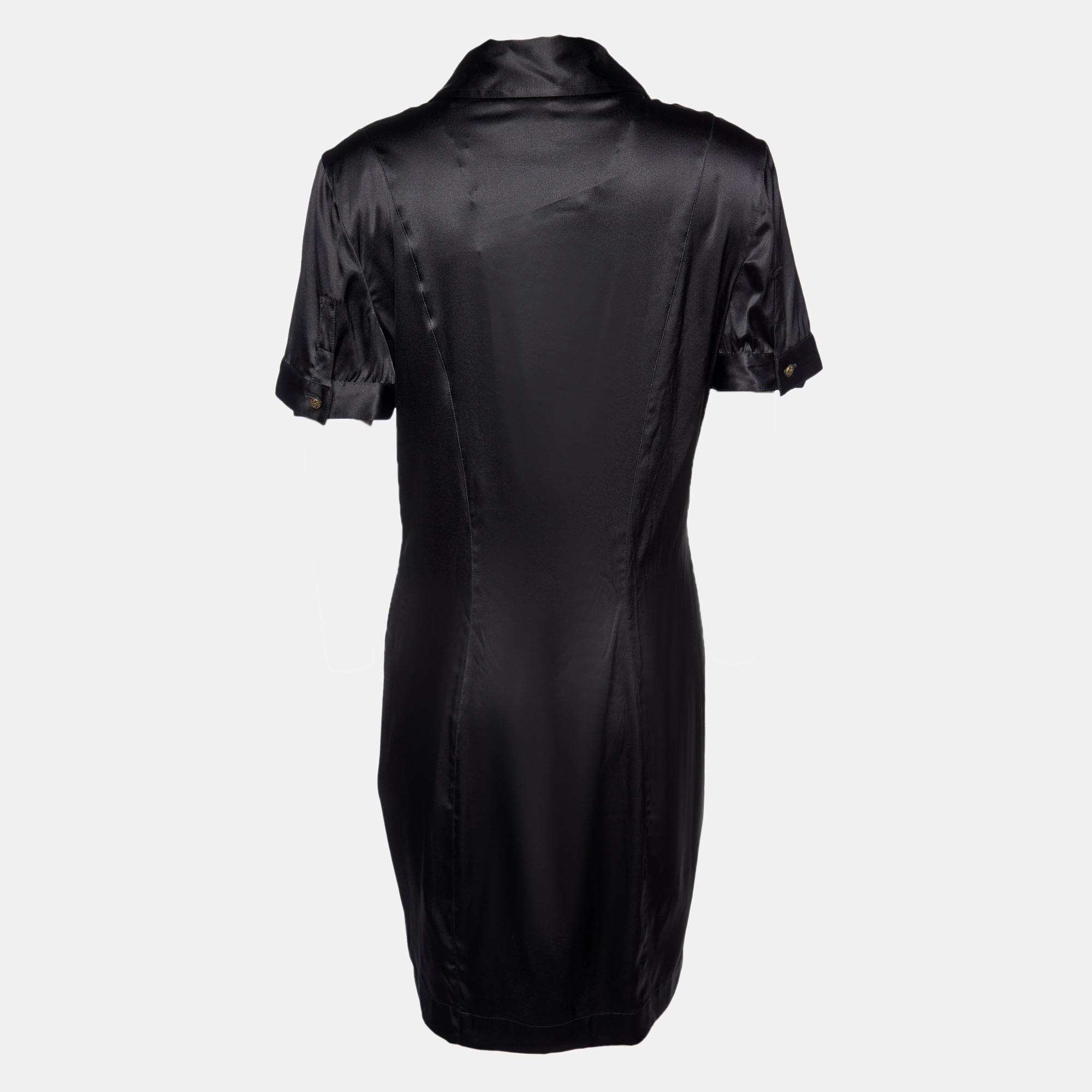 

Just Cavalli Black Silk Satin Ruffled Mini Dress