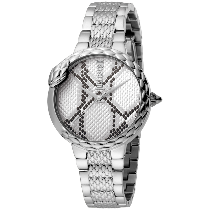 Pre Owned Just Cavalli Silver Stainless Steel JC1L030M0055 Women's Wristwatch 34MM