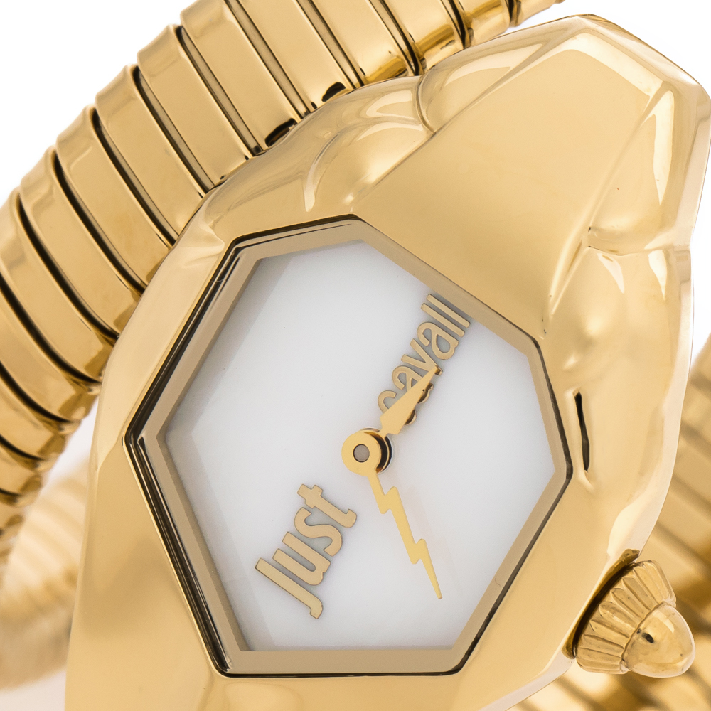 

Just Cavalli Mother Of Pearl Yellow Gold Plated Stainless Steel Serpent JC1L001M0026 Women's Wristwatch