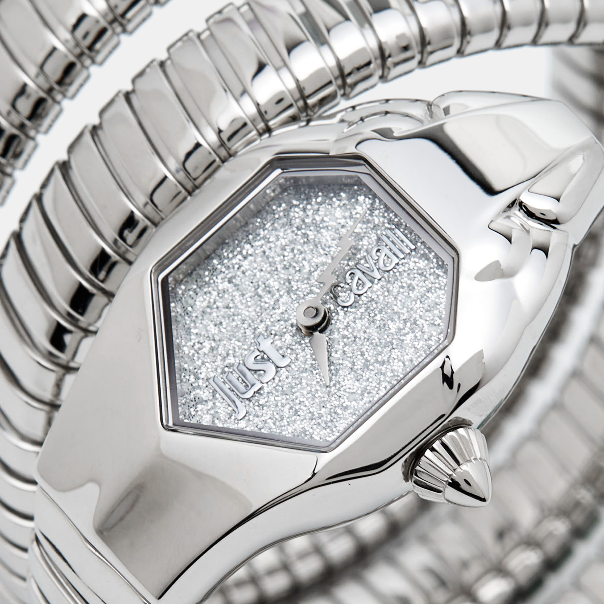 

Just Cavalli Glitter Silver Stainless Steel Glam Chic Snake JC1L115M0015 Women's Wristwatch