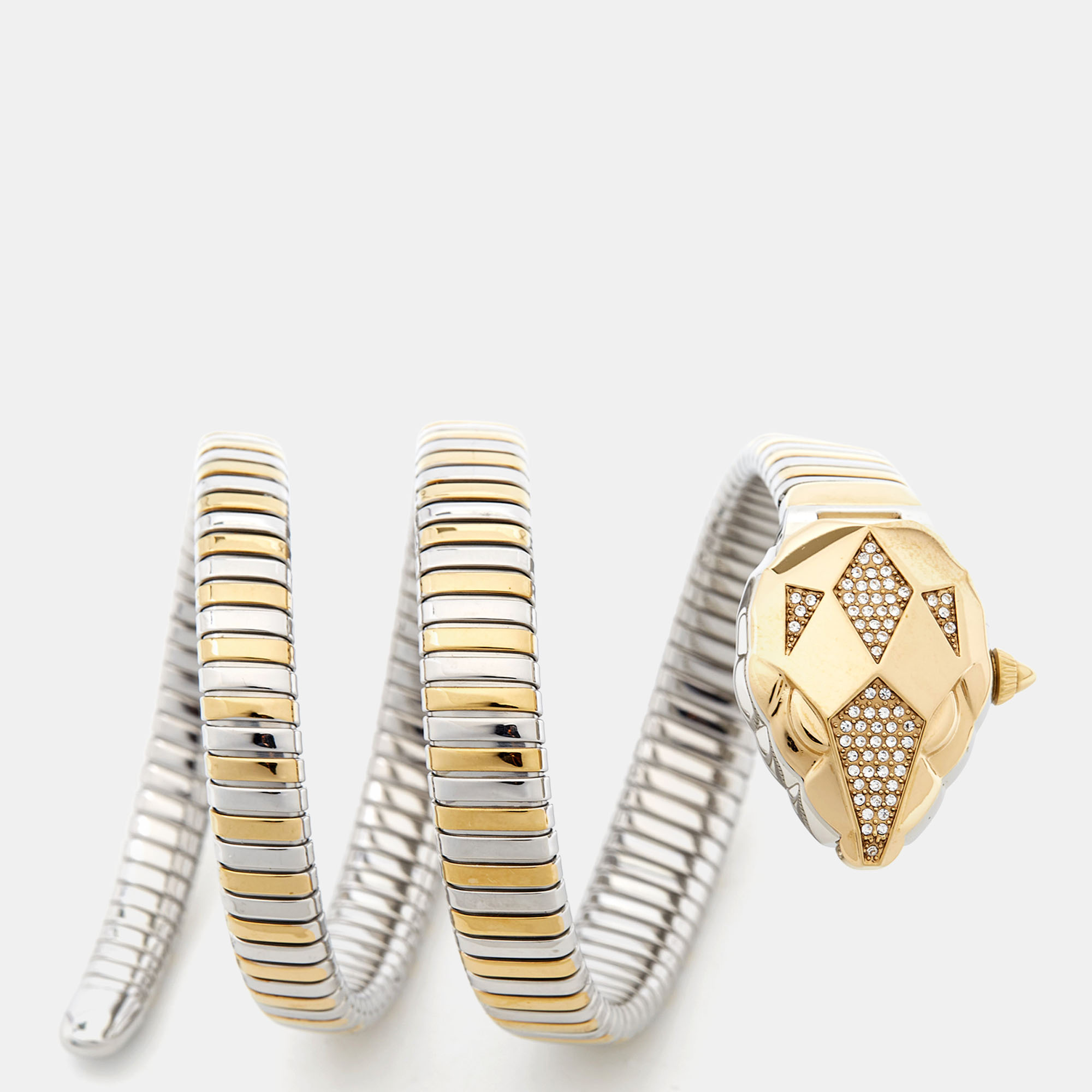 مملوكة مسبقًا Just Cavalli Silver Two-Tone Stainless Steel Glam Chic JC1L073M0045 Women's Wristwatch 22 mm