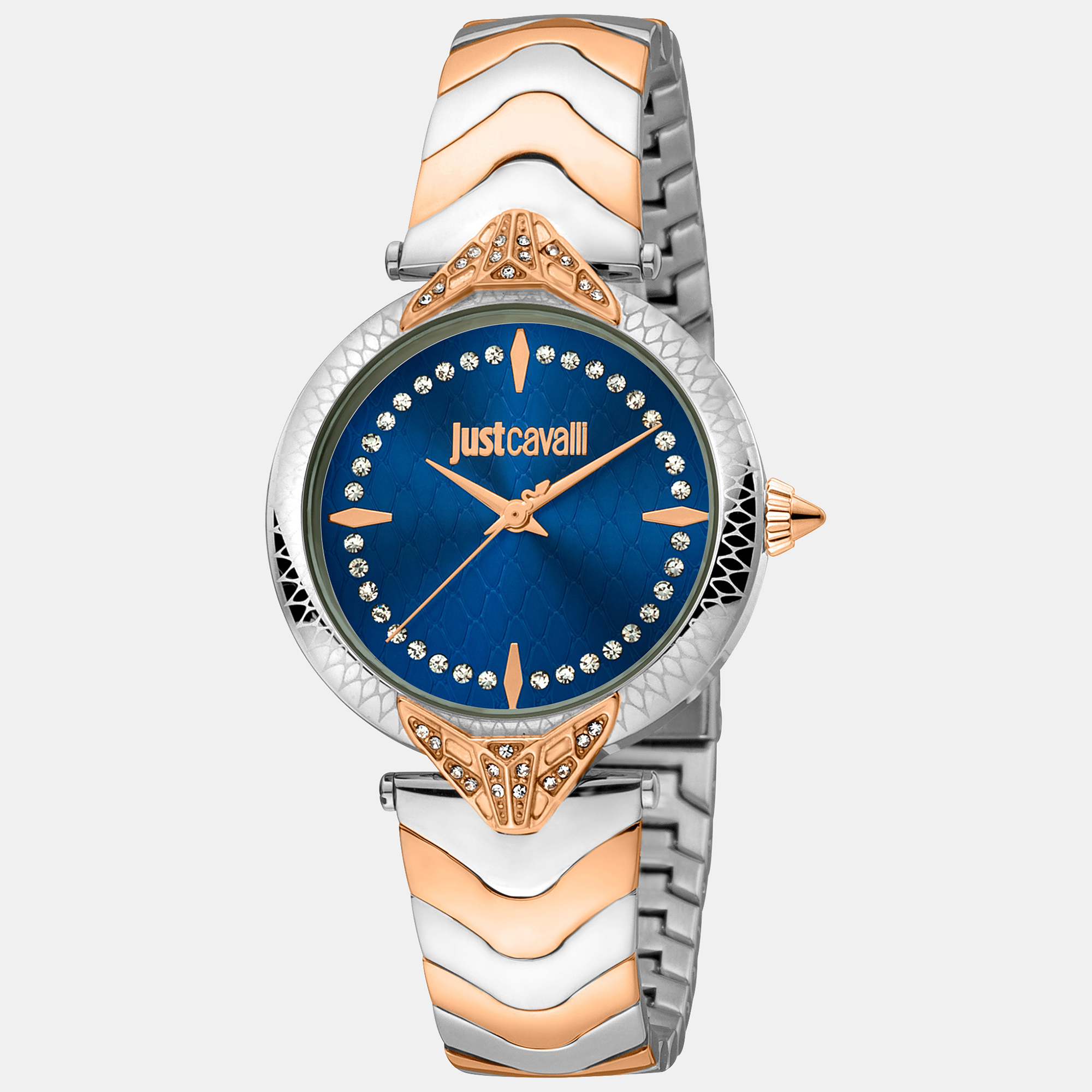 Pre-owned Just Cavalli Women's Jc1l238m0115 Animalier Luce 32mm Quartz Watch In Blue