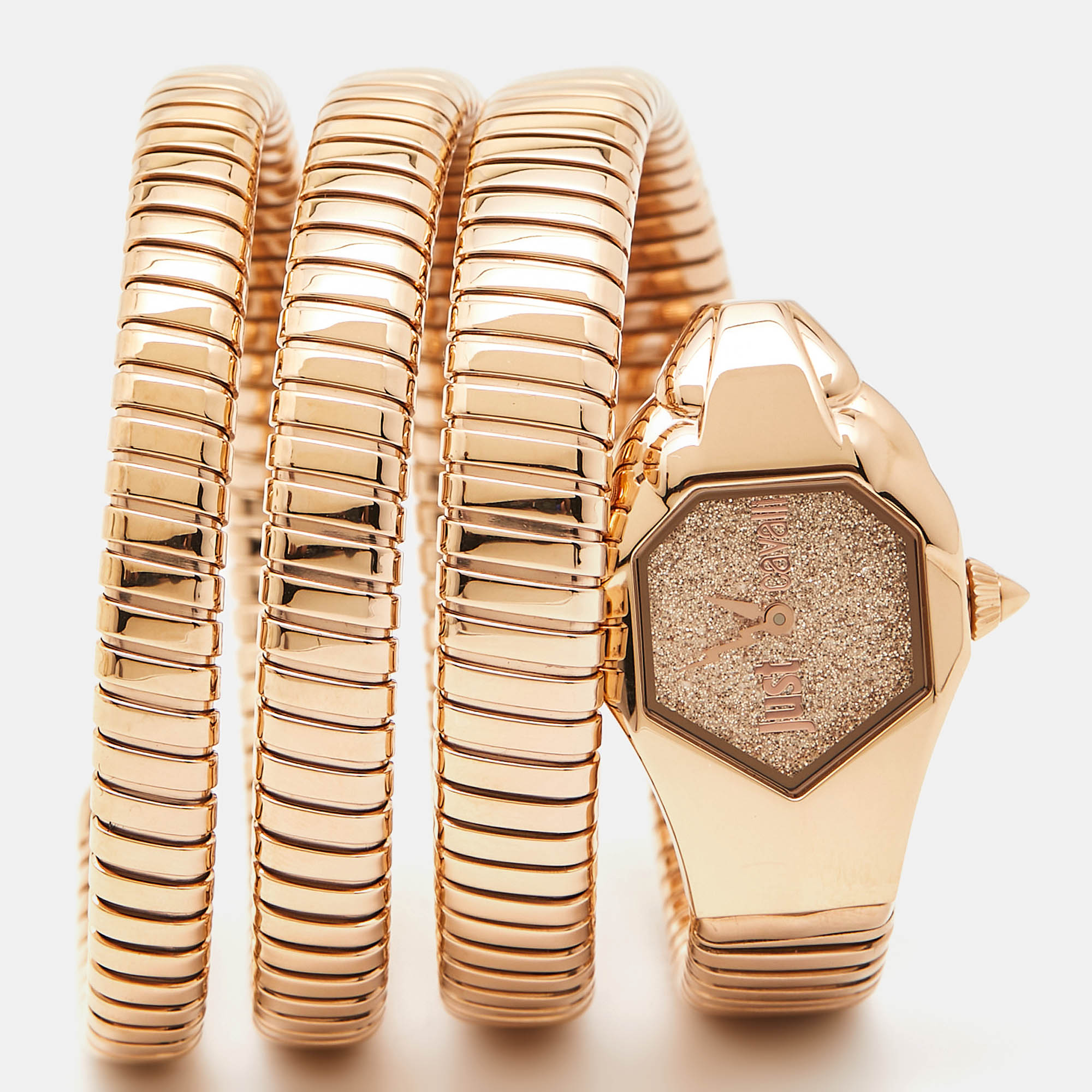 

Just Cavalli Glittered Champagne Rose Gold Plated Stainless Steel Glam Chic JC1L115M0035 Women's Wristwatch