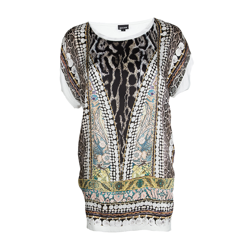 Pre Owned Just Cavalli Multicolor Printed Short Sleeve Top S