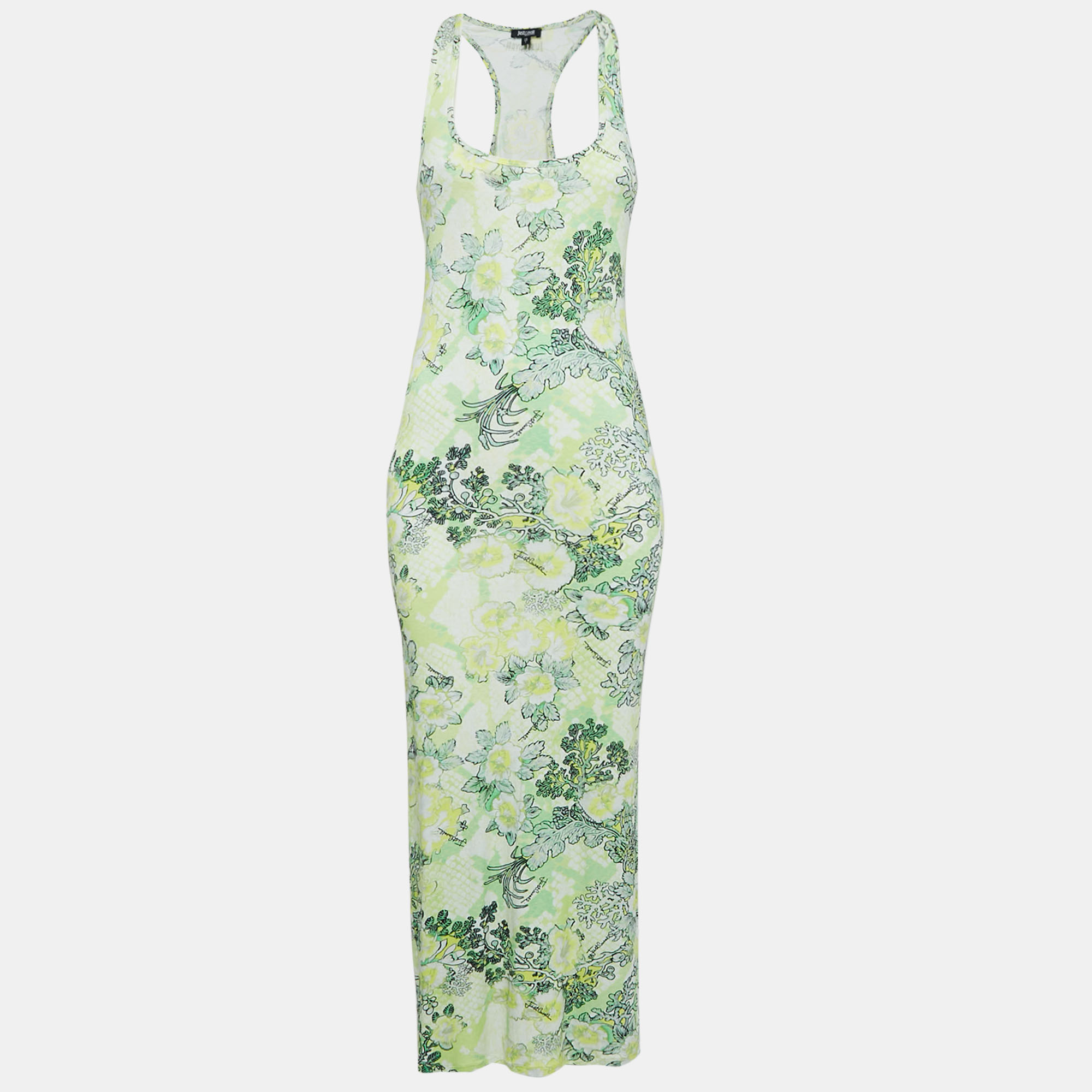 

Just Cavalli Beachwear Green Printed Jersey Sleeveless Midi Dress XS