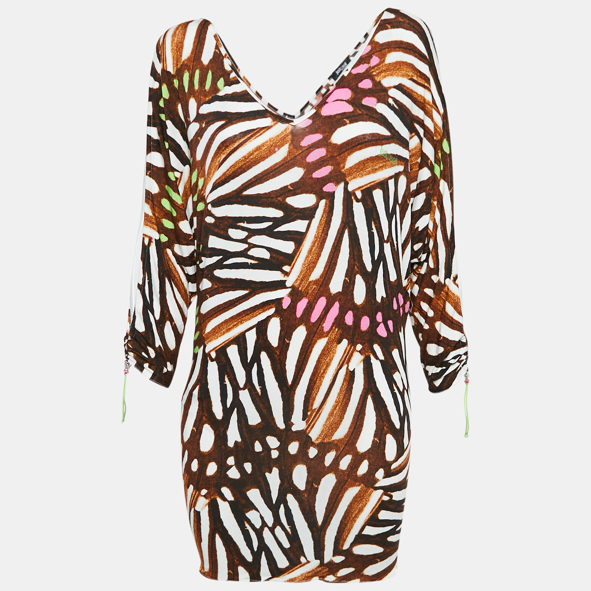 

Just Cavalli Beachwear Brown Printed Jersey Cover-Up Dress M