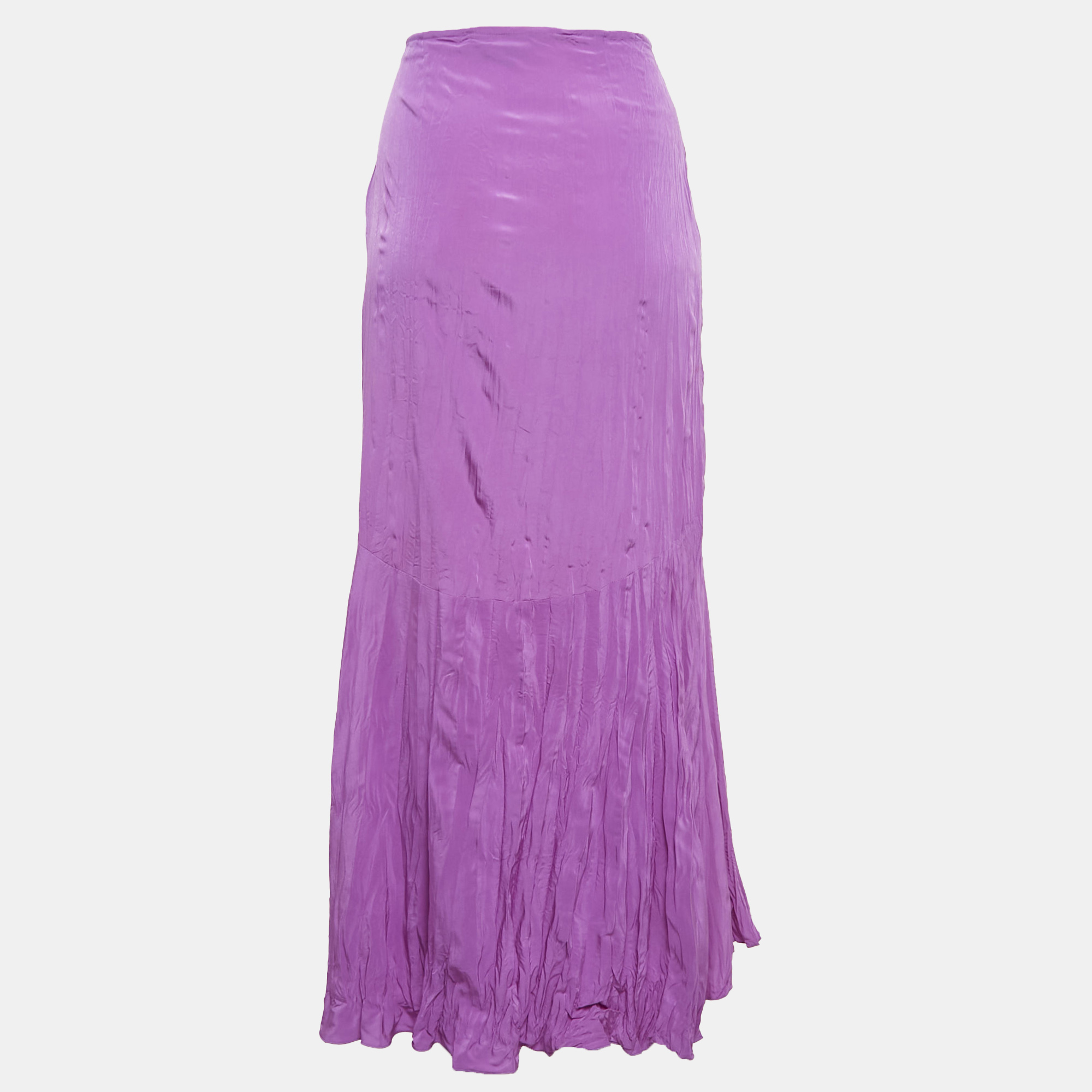 

Just Cavalli Pink Crinkle Crepe Asymmetric Midi Skirt S