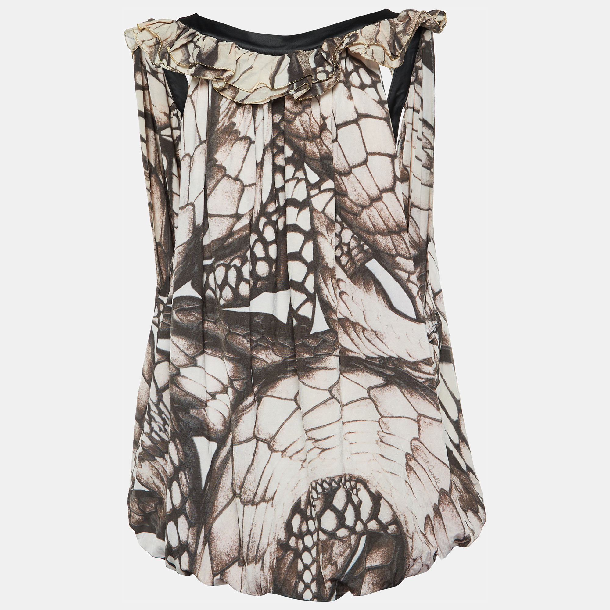 

Just Cavalli Brown Printed Jersey Top L