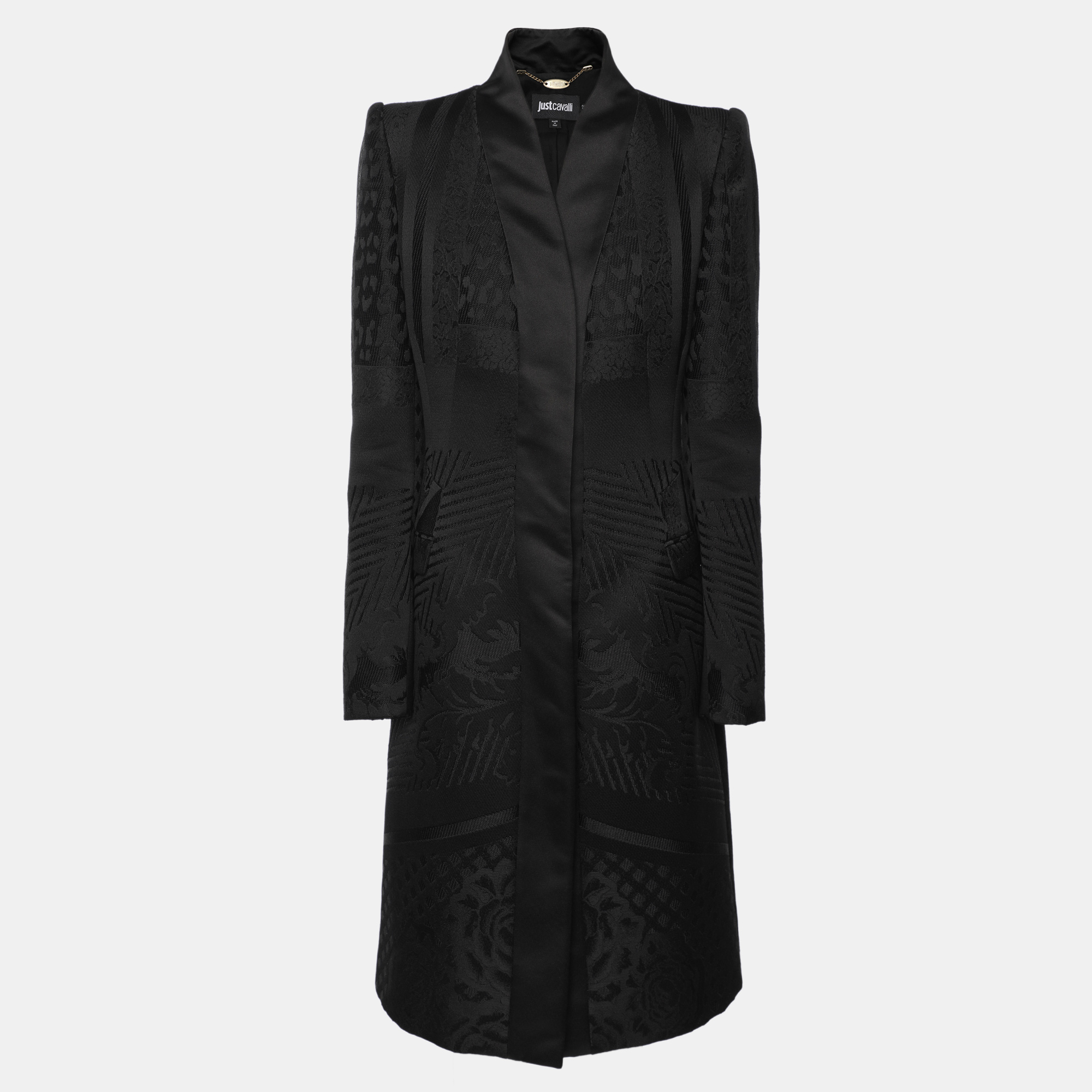 

Just Cavalli Black Jacquard Mid Length Coat M