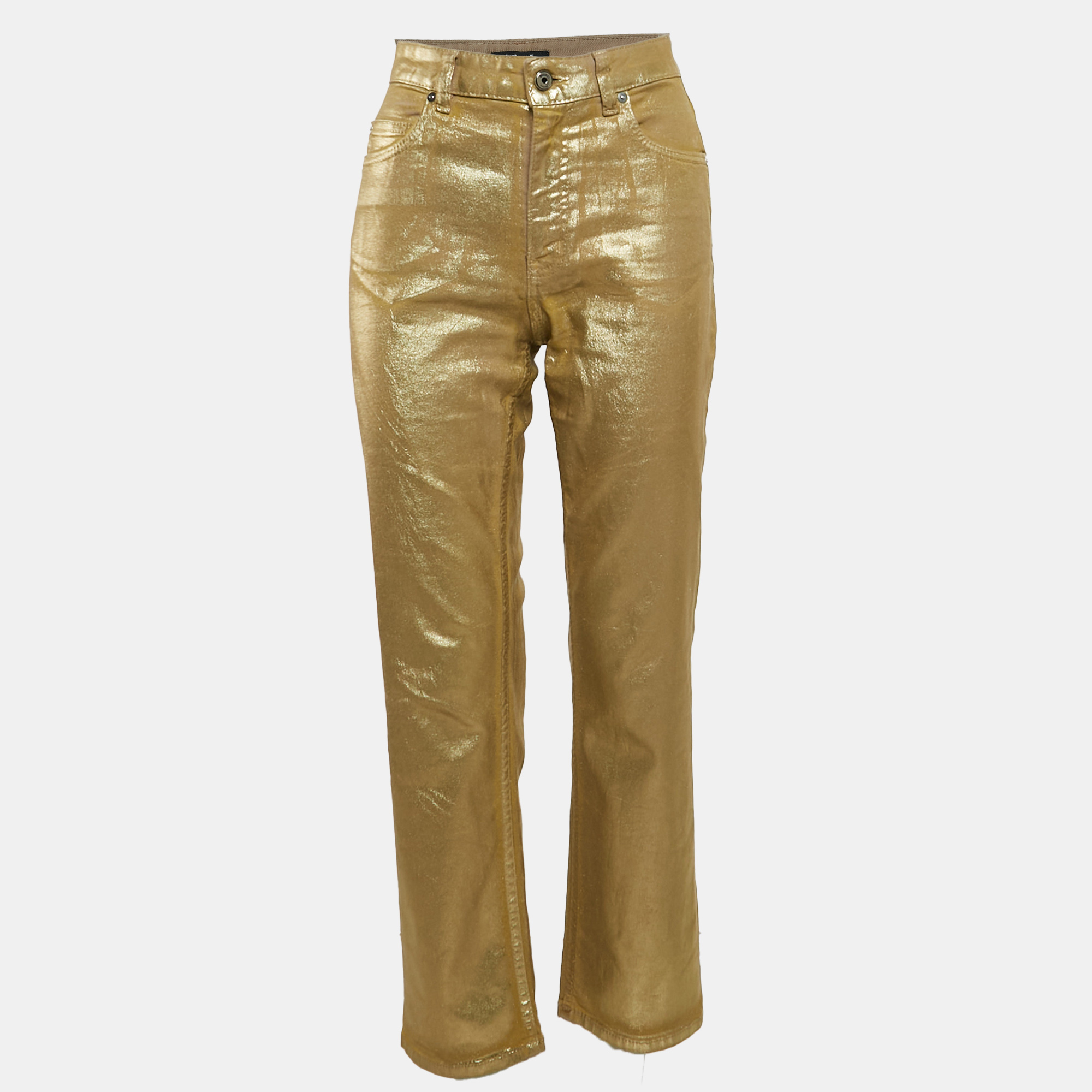 

Just Cavalli Gold Coated Denim Straight Leg Jeans S Waist 28"