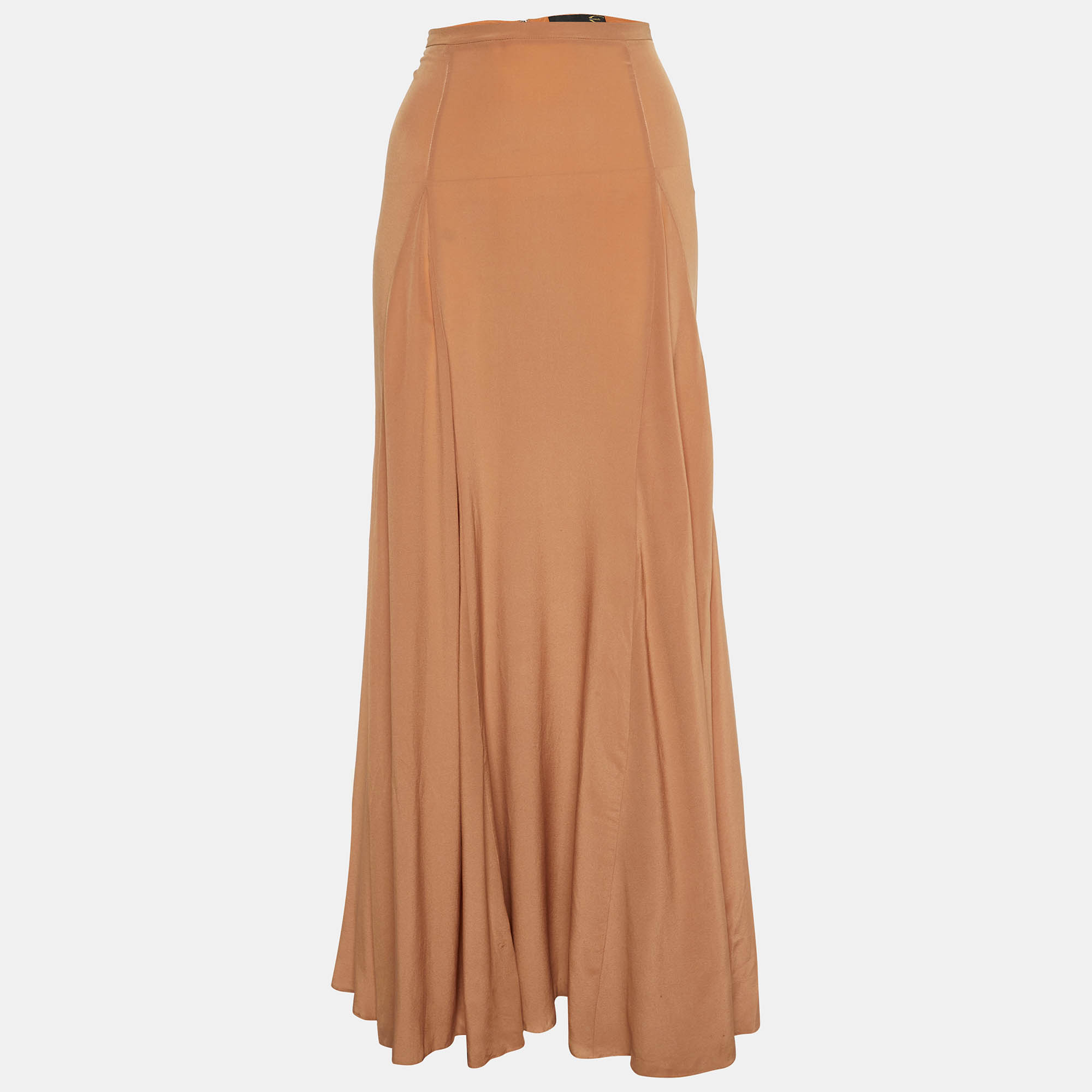 

Just Cavalli Brick Brown Silk Maxi Skirt XL