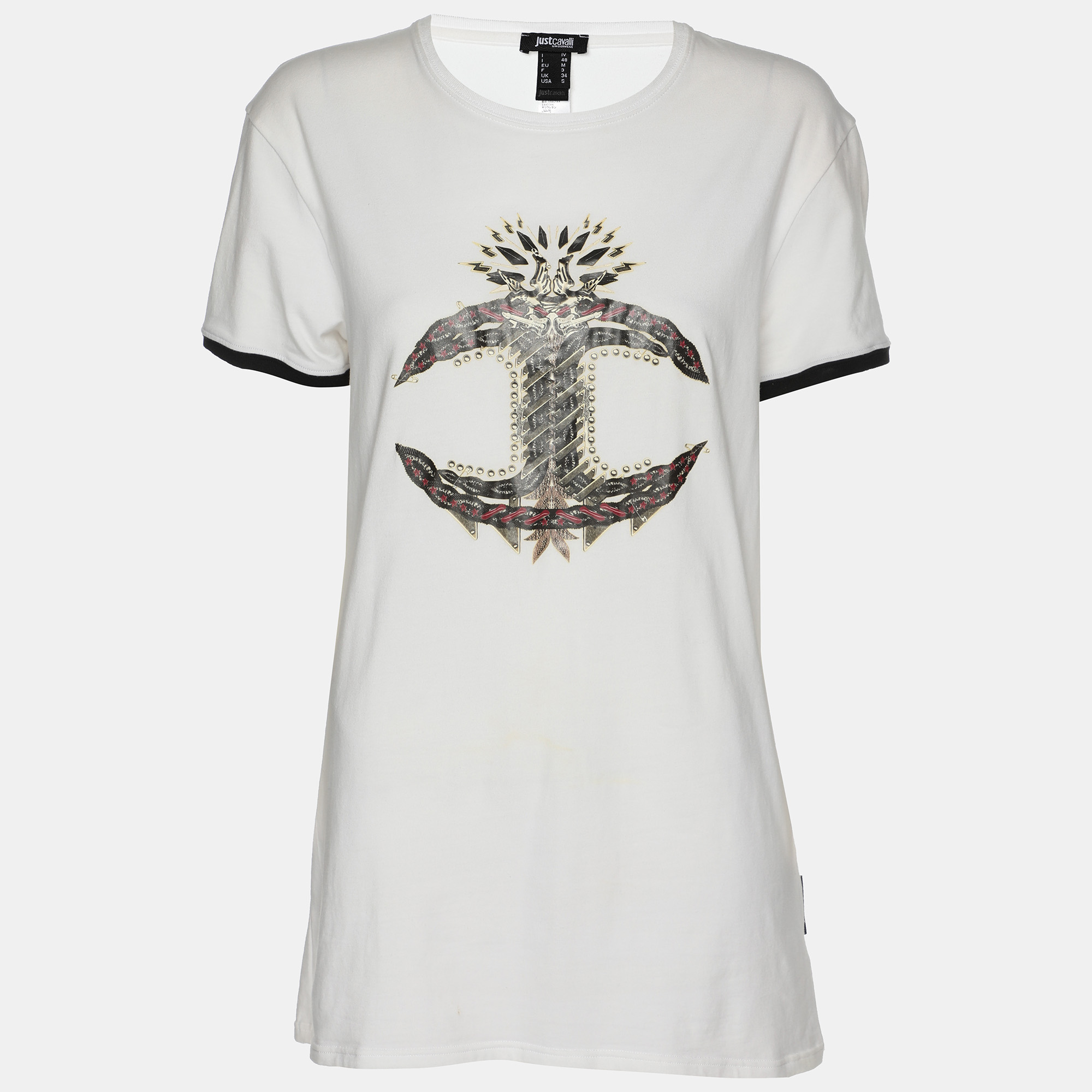 

Just Cavalli White Cotton Blend Monogram T-Shirt L