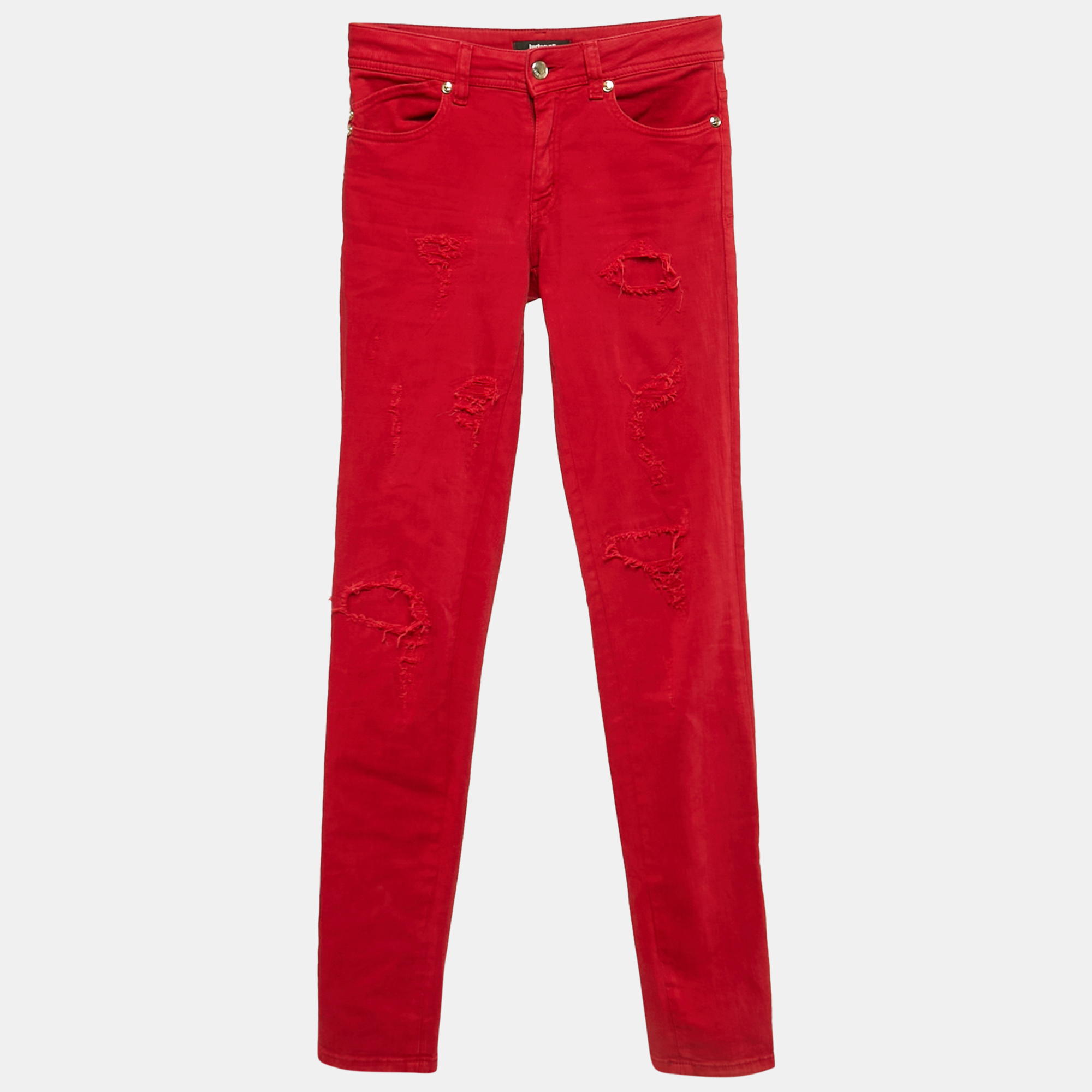 

Just Cavalli Red Distressed Denim Jeans S Waist 24"