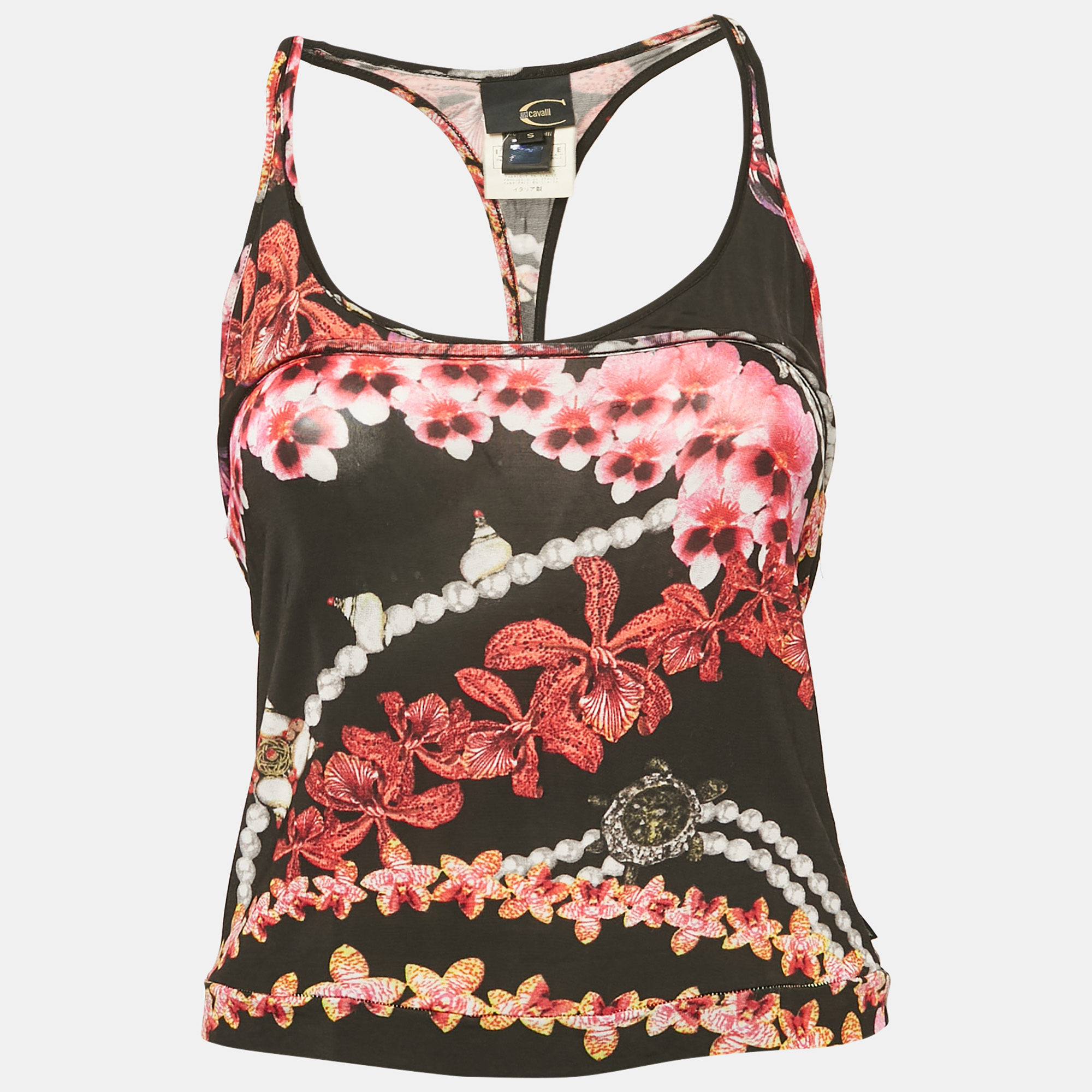 

Just Cavalli Multicolor Printed Jersey Racer Back Top S