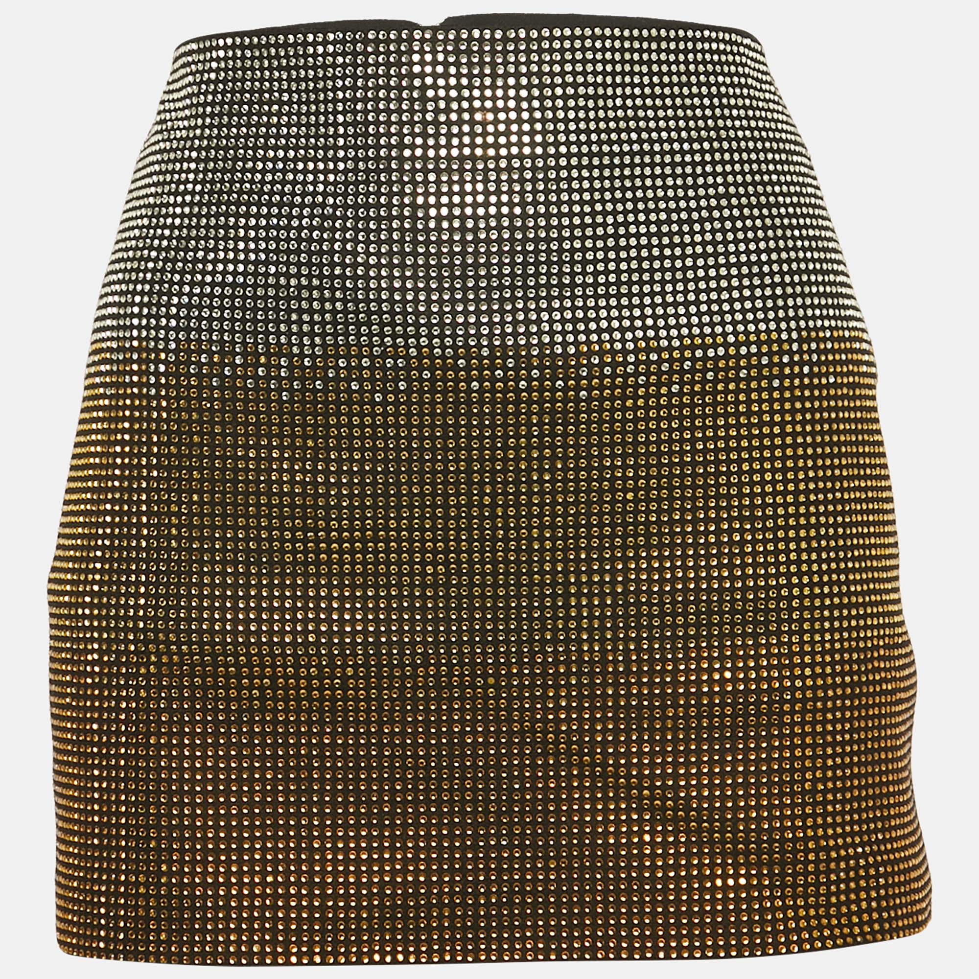 

Just Cavalli Black Embellished Wool Blend Mini Skirt S
