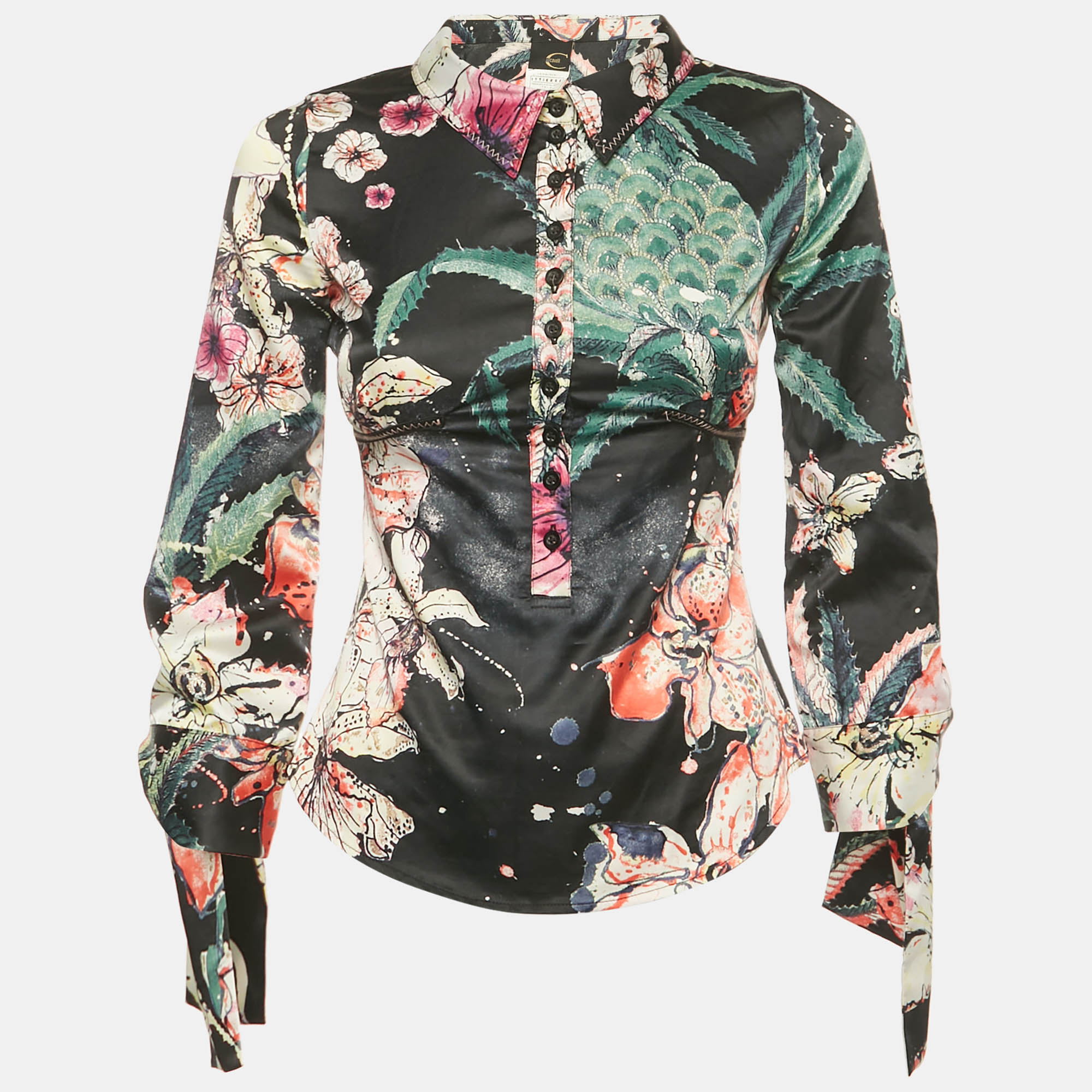 

Just Cavalli Multicolor Printed Silk Satin Shirt S