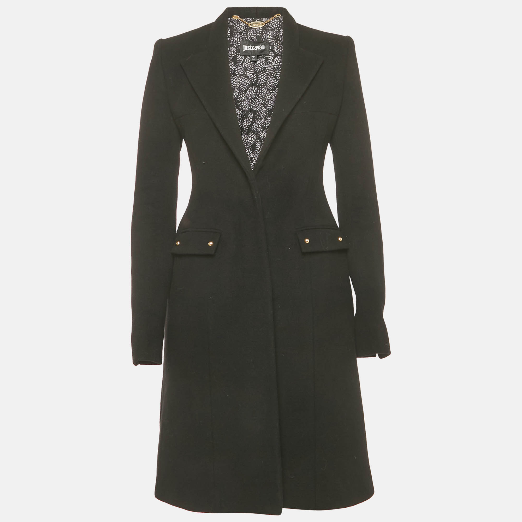 

Just Cavalli Black Wool Tailored Coat S