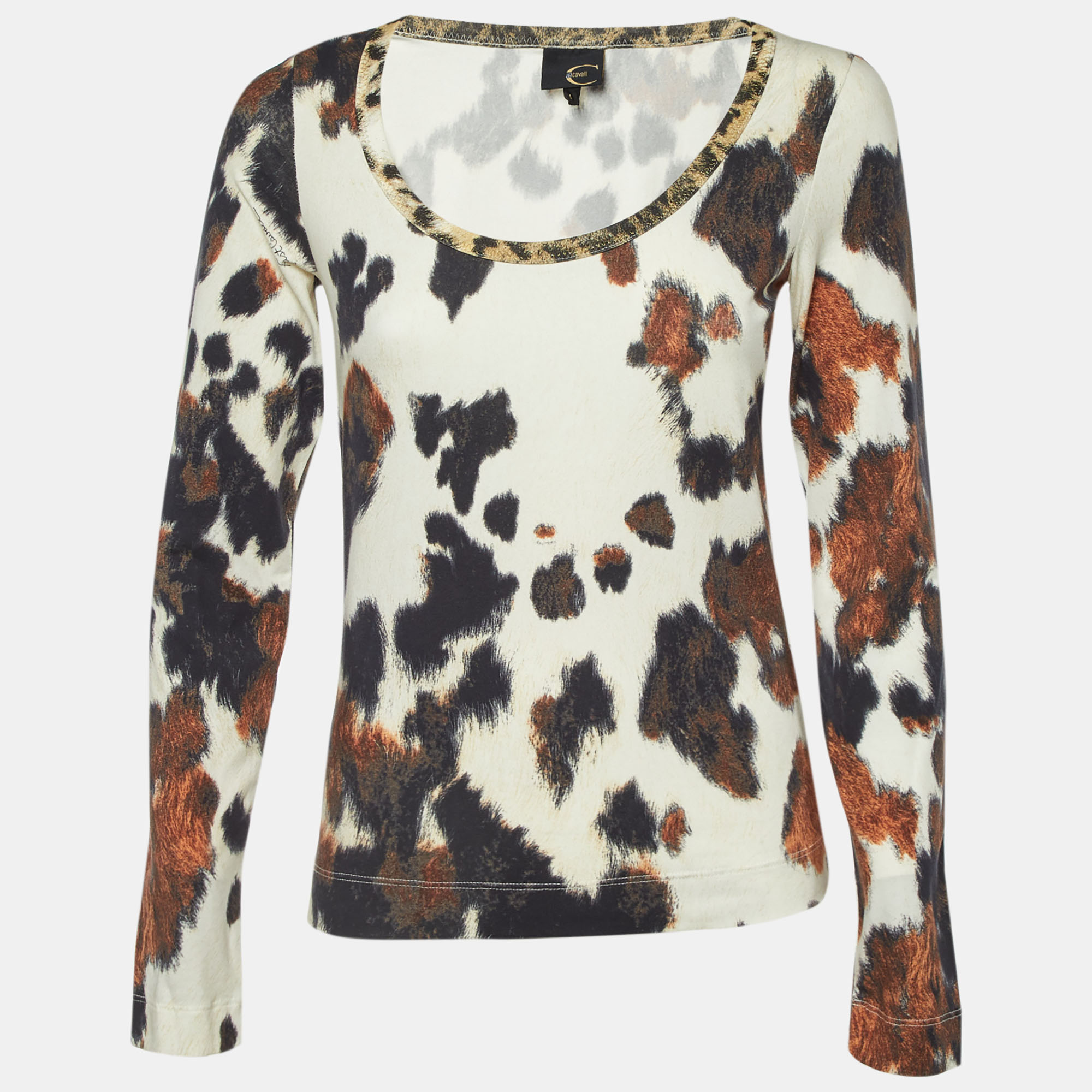 Just Cavalli  White Printed Cotton Long Seeve T-Shirt L