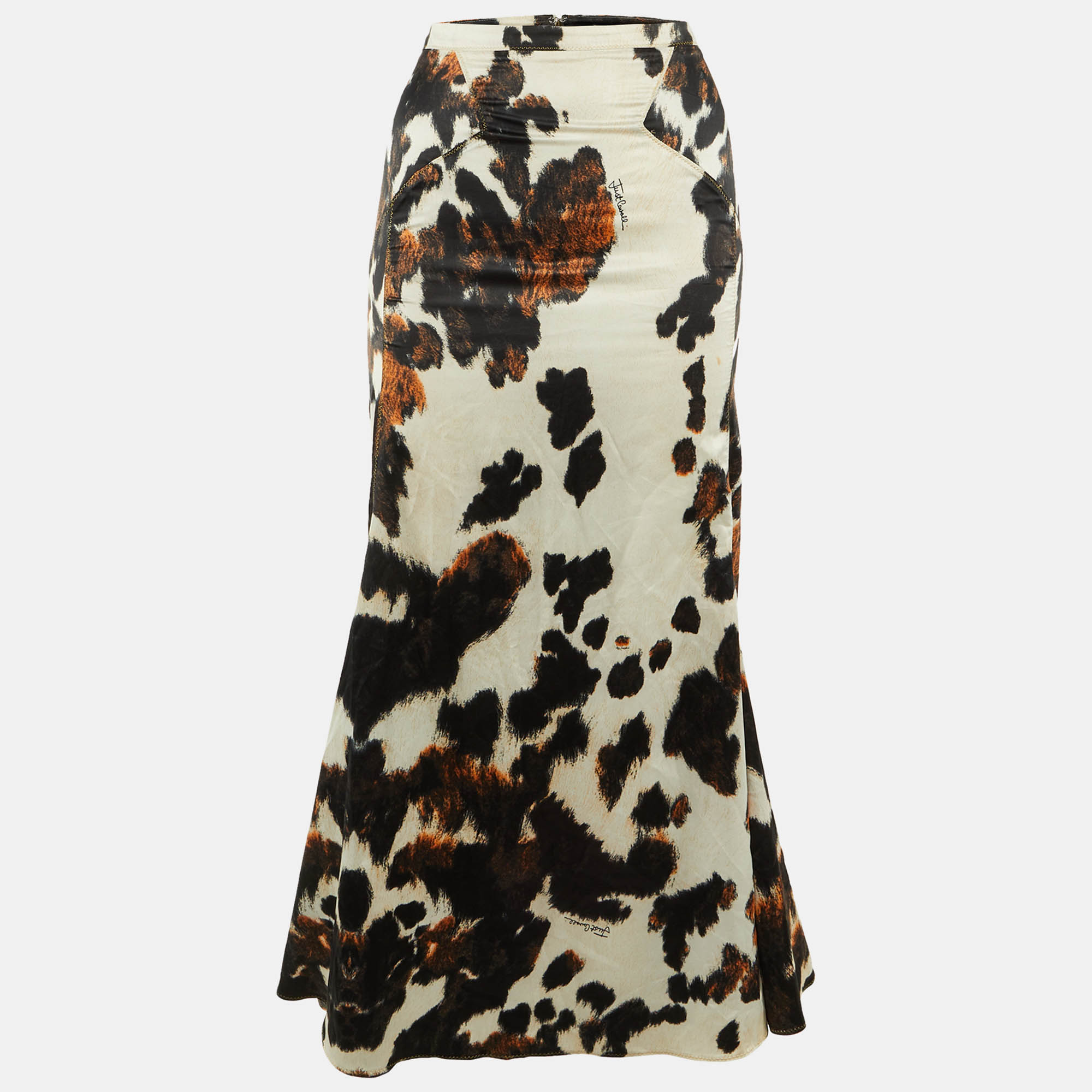 

Just Cavalli Black /White Animal Print Satin Maxi Skirt M