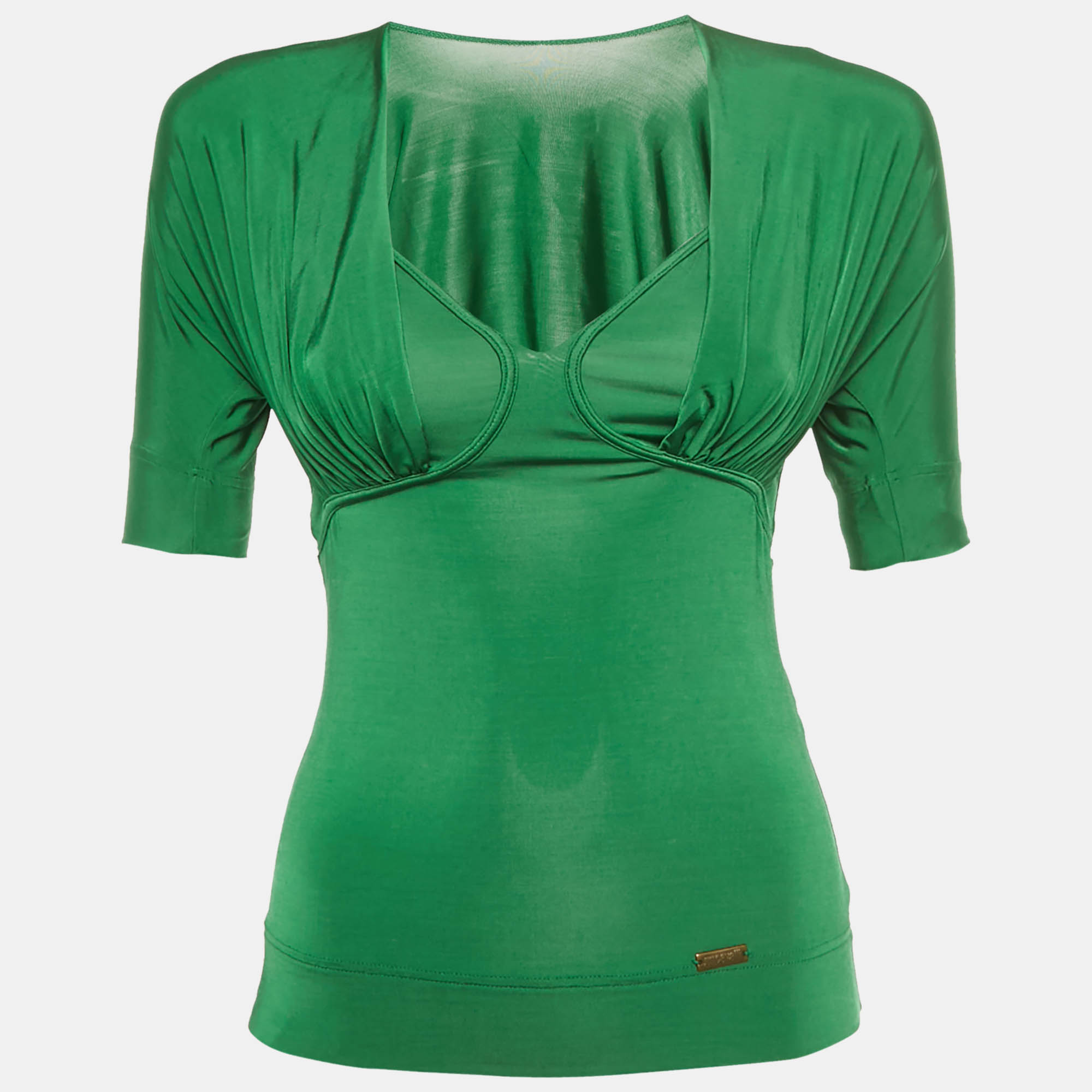 

Just Cavalli Green Jersey Layered Blouse XS