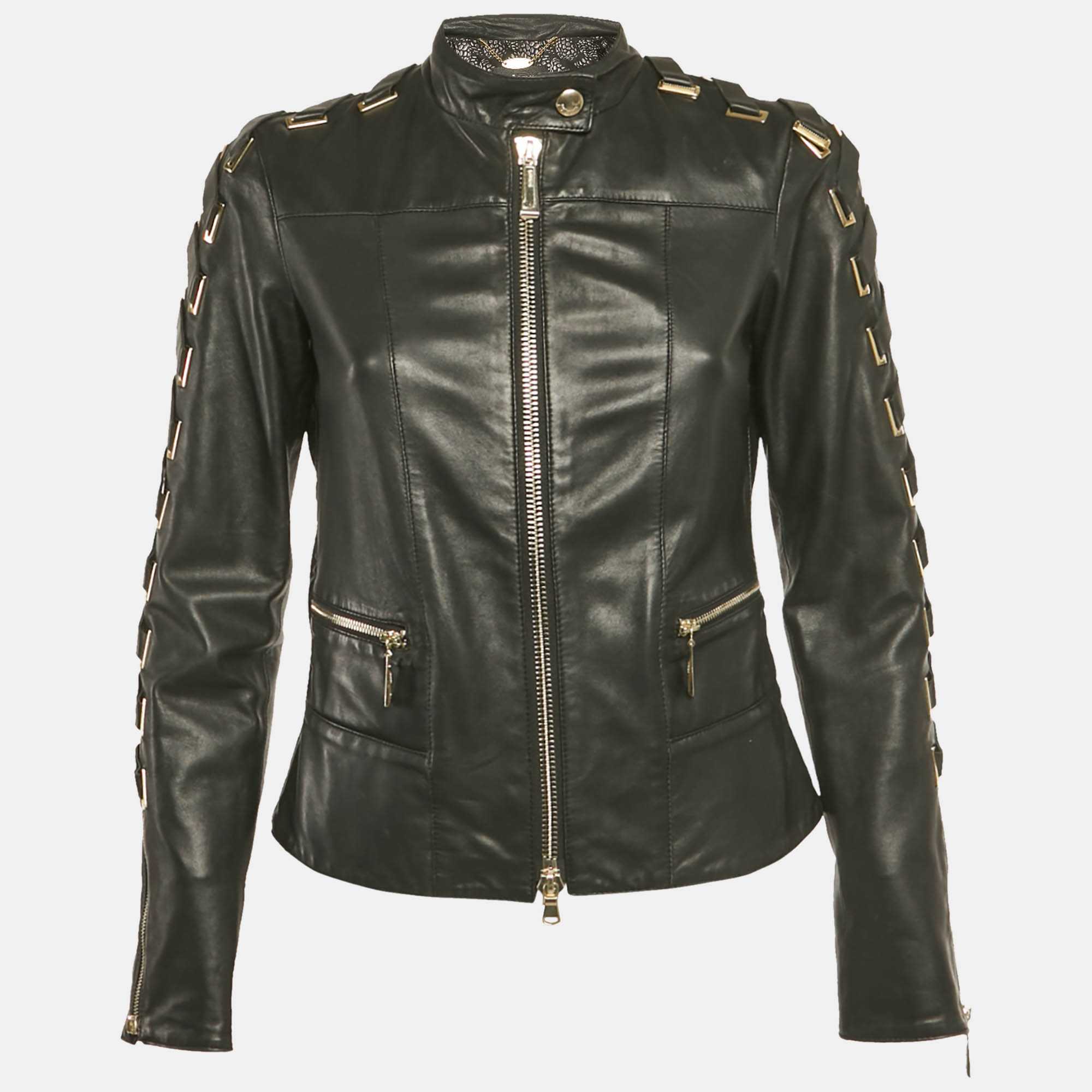 

Just Cavalli Black Leather Lace-Up Jacket S