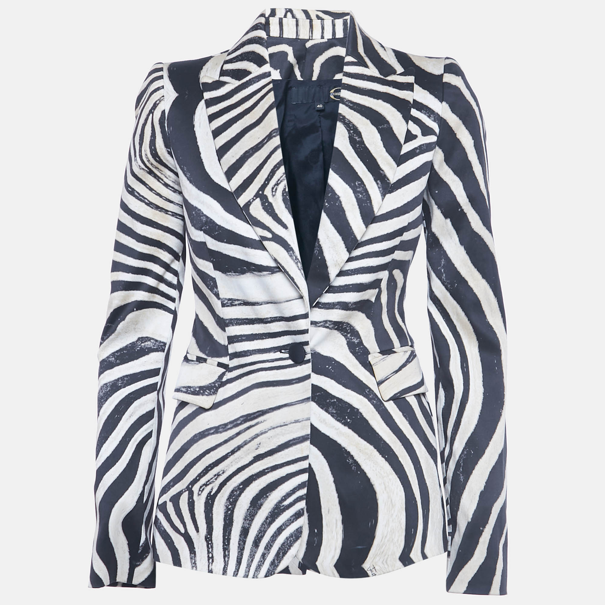 Pre-owned Just Cavalli Brown Animal Print Gabardine Blazer S