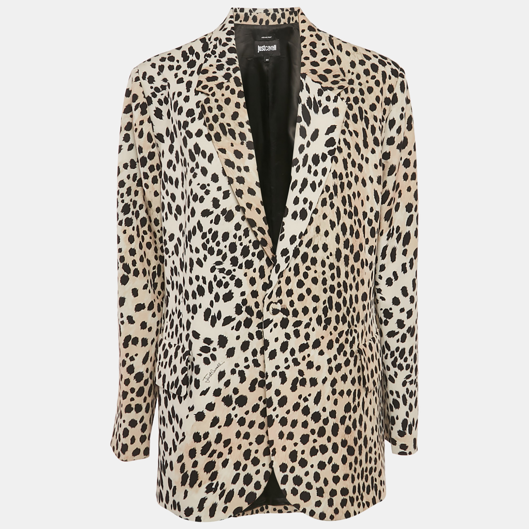 

Just Cavalli Beige Jaguar Print Silk Blend Blazer M