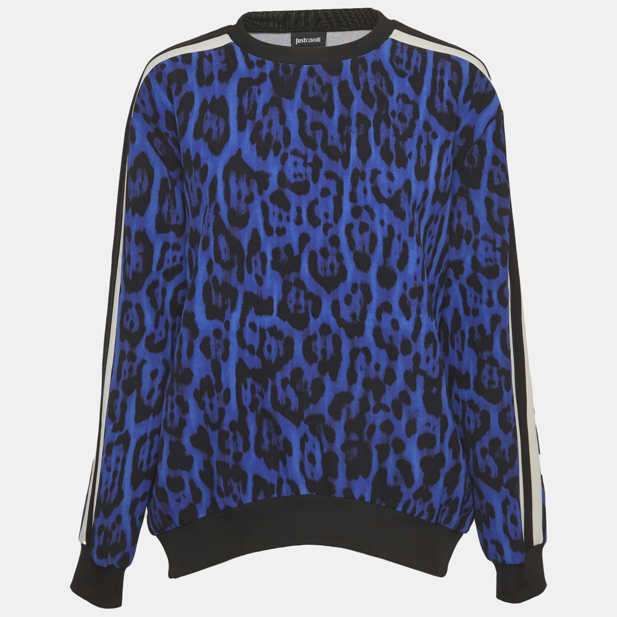 

Just Cavalli Blue Leopard Print Crepe Sweatshirt L