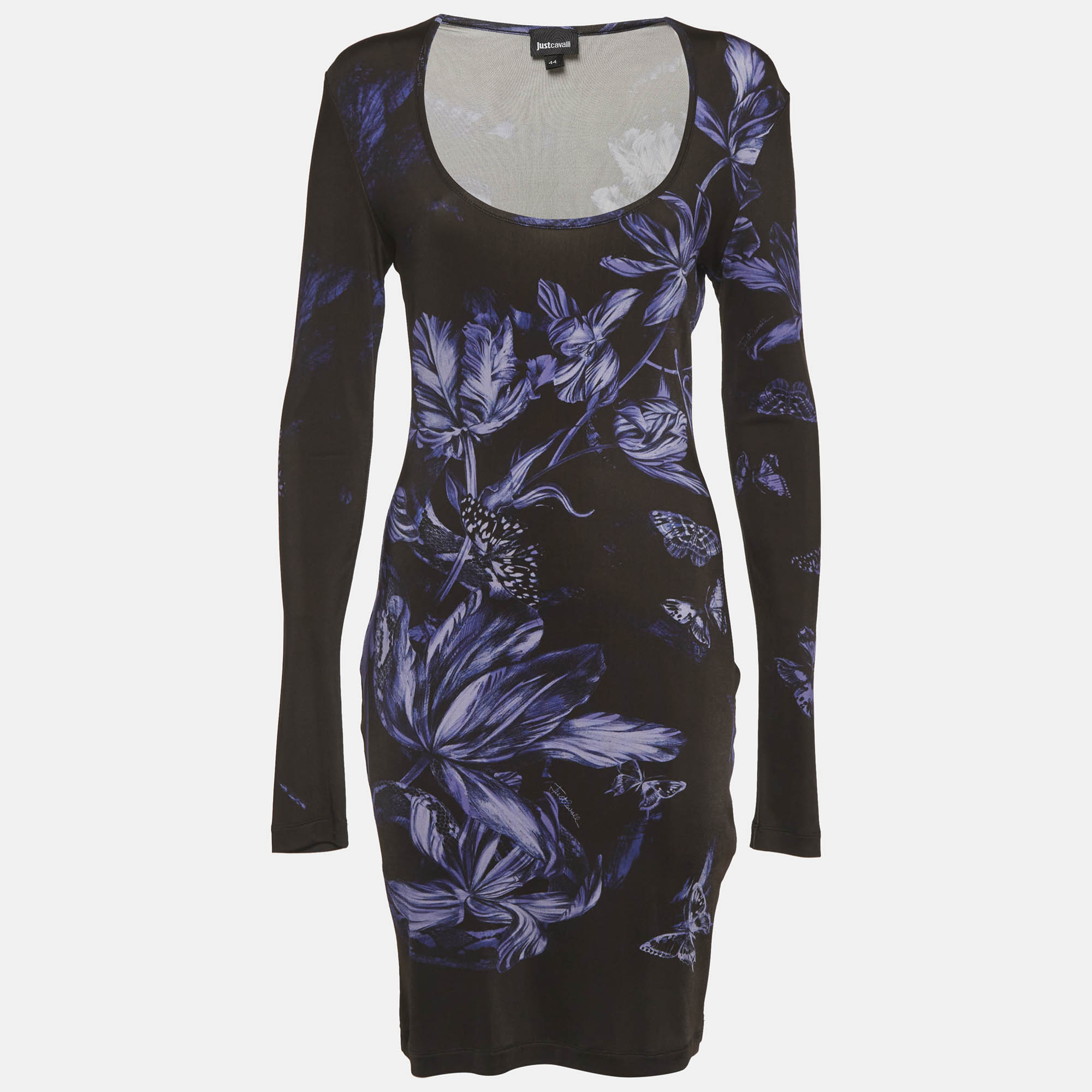

Just Cavalli Black Floral Print Jersey Bodycon Dress M