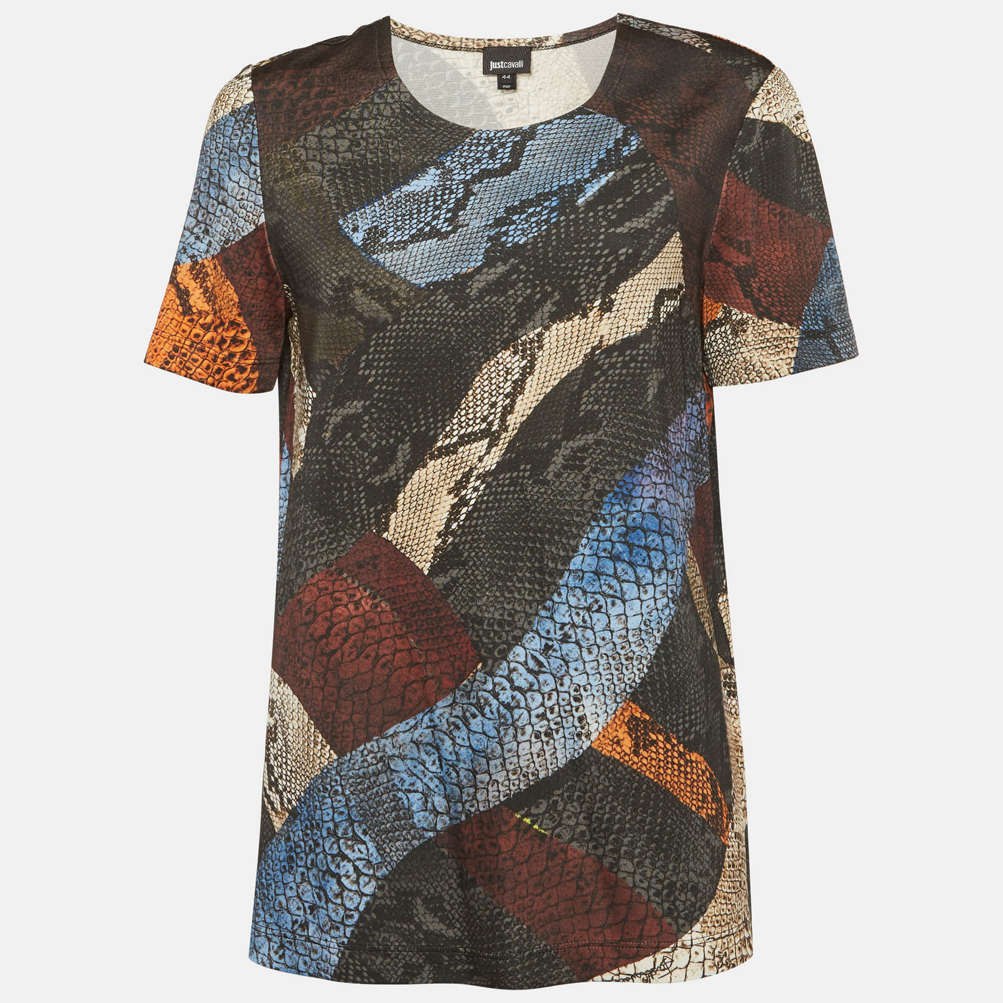 

Roberto Cavalli Multicolor Snakeskin Print Jersey T-Shirt M