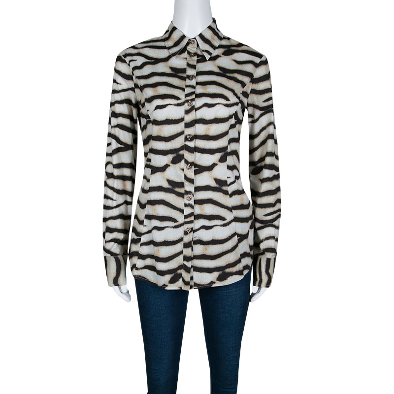 

Just Cavalli Multicolor Animal Striped Cotton Long Sleeve Shirt