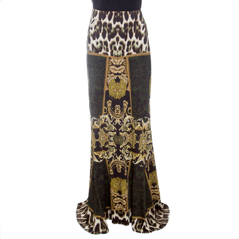 Pre Owned Just Cavalli Multicolor Printed Maxi Skirt L