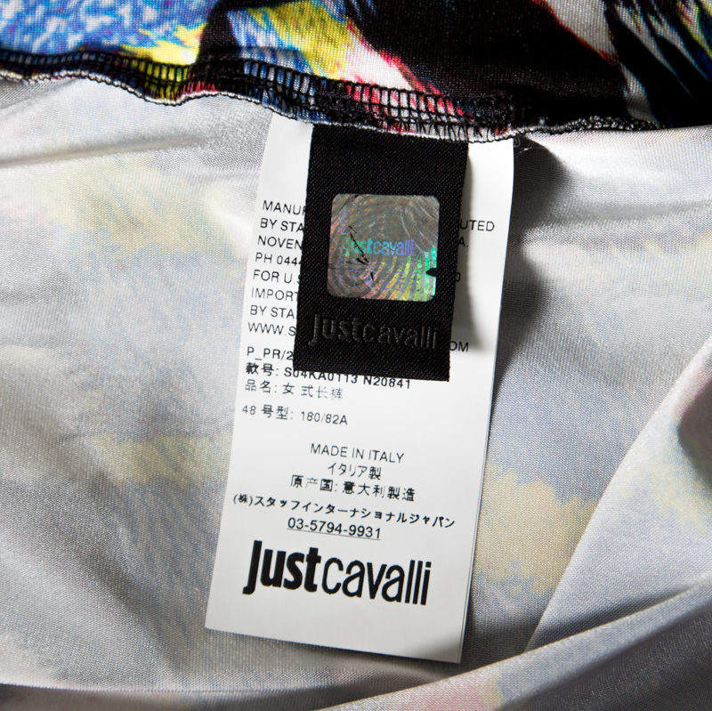 Pre-owned Just Cavalli Multicolor Printed Elasticized Waist Leggings L