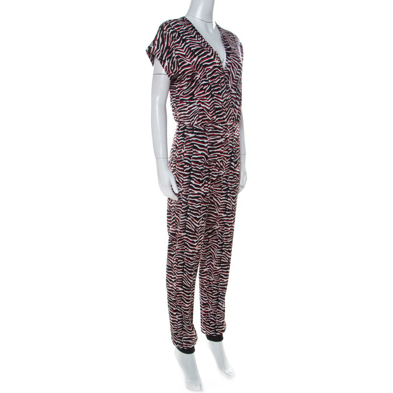 

Just Cavalli Multicolor Zebra Print Fold Over Neck Jumpsuit