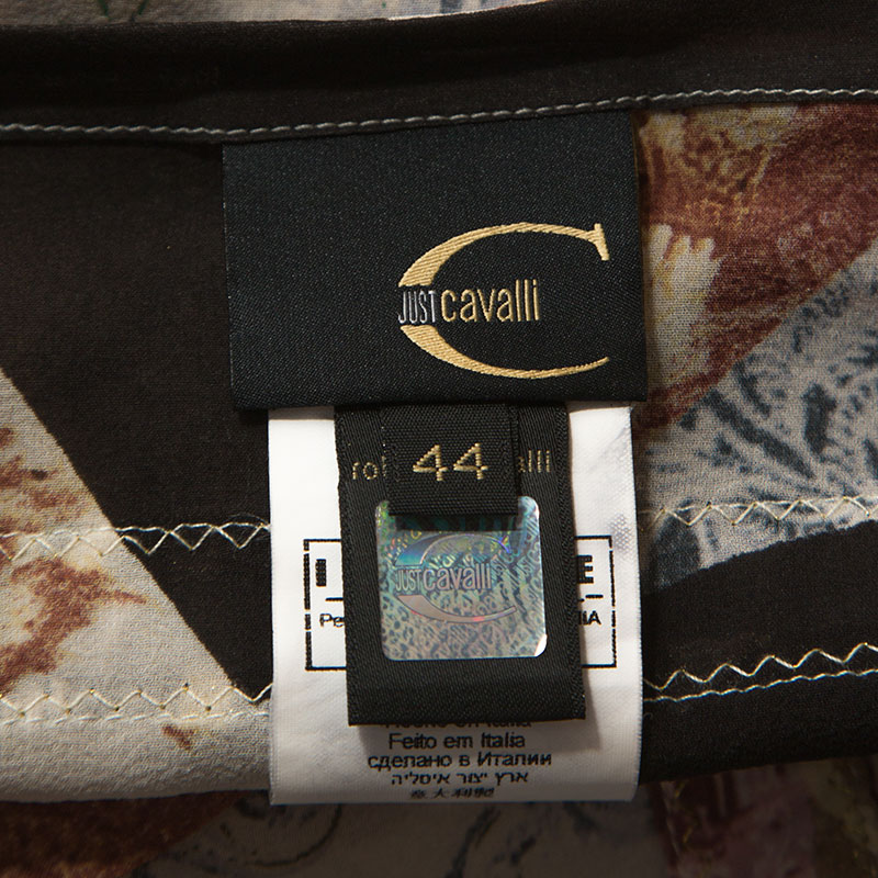 Pre-owned Just Cavalli Multicolor Printed Silk Top M