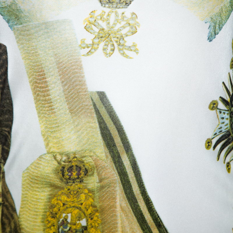 Pre-owned Just Cavalli Multicolor Printed Silk Neck Tie Detail Top M