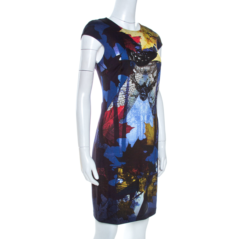 

Just Cavalli Multicolor Printed Stretch Knit Sheath Dress