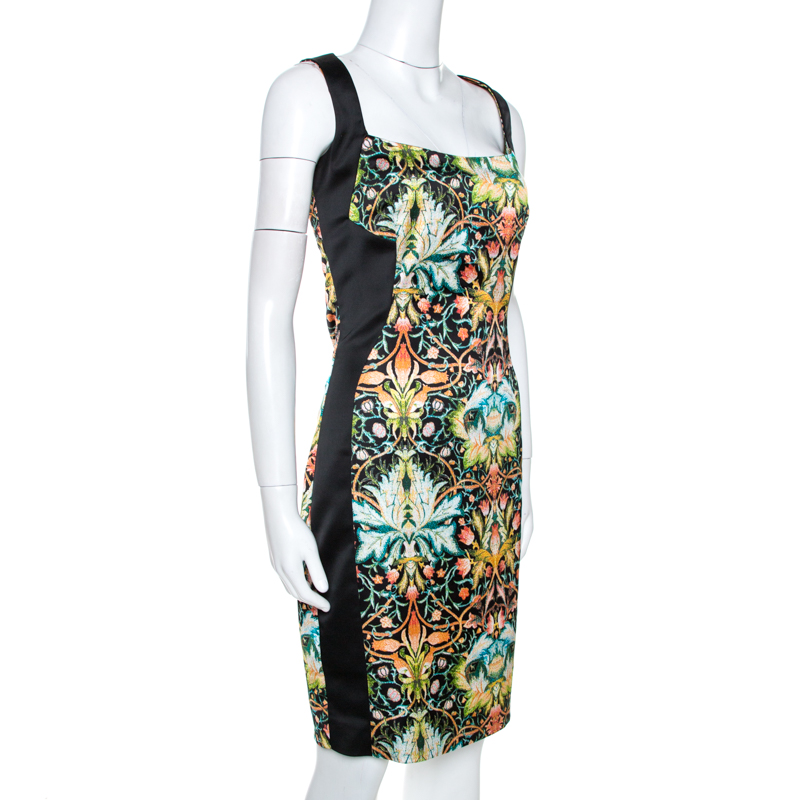 

Just Cavalli Black Printed Stretch Satin Sheath Dress