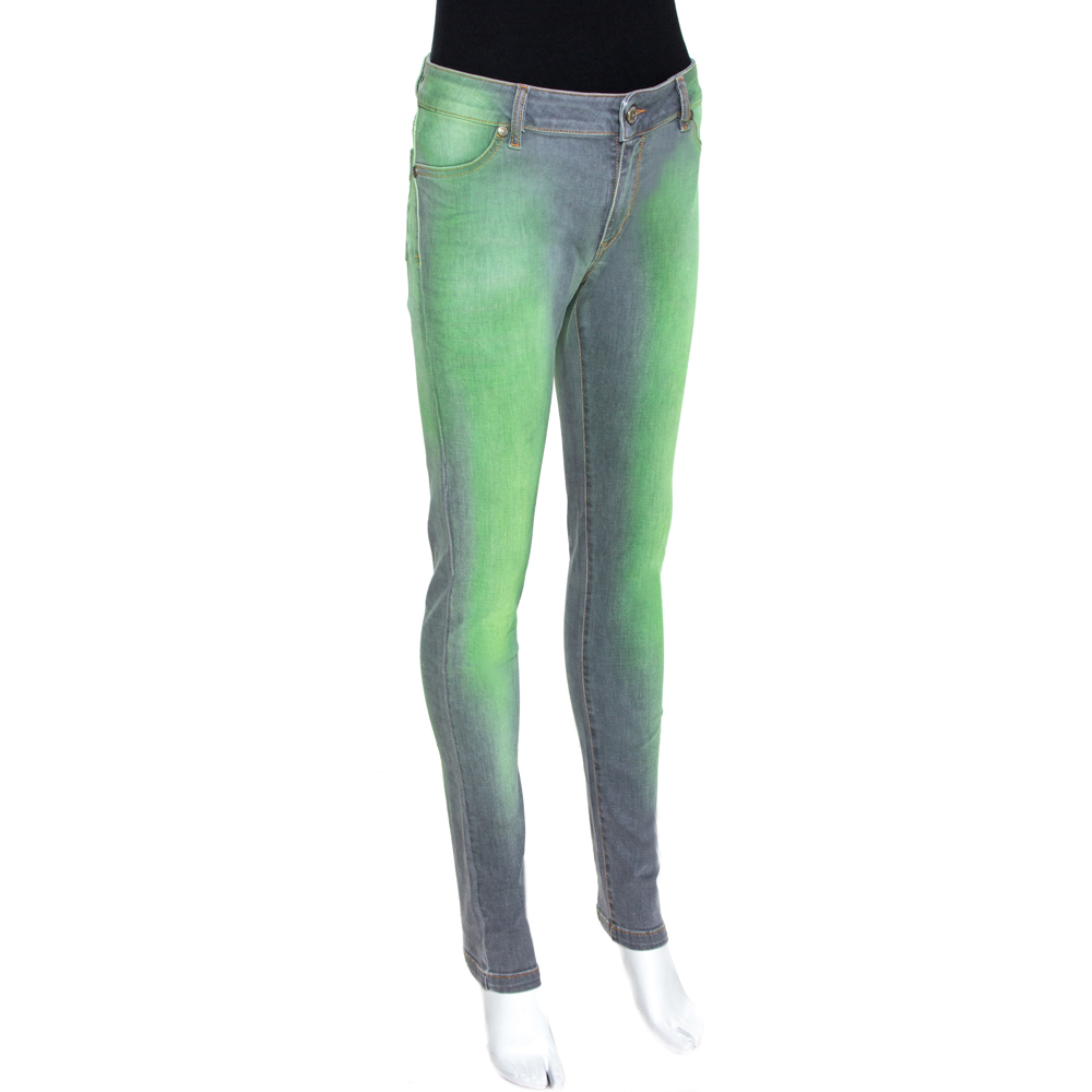 

Just Cavalli Grey & Green Medium Wash Denim Jeans