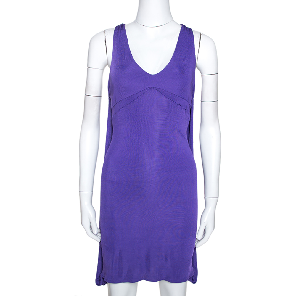 Pre-owned Just Cavalli Purple Stretch Jersey Sleeveless Mini Dress M