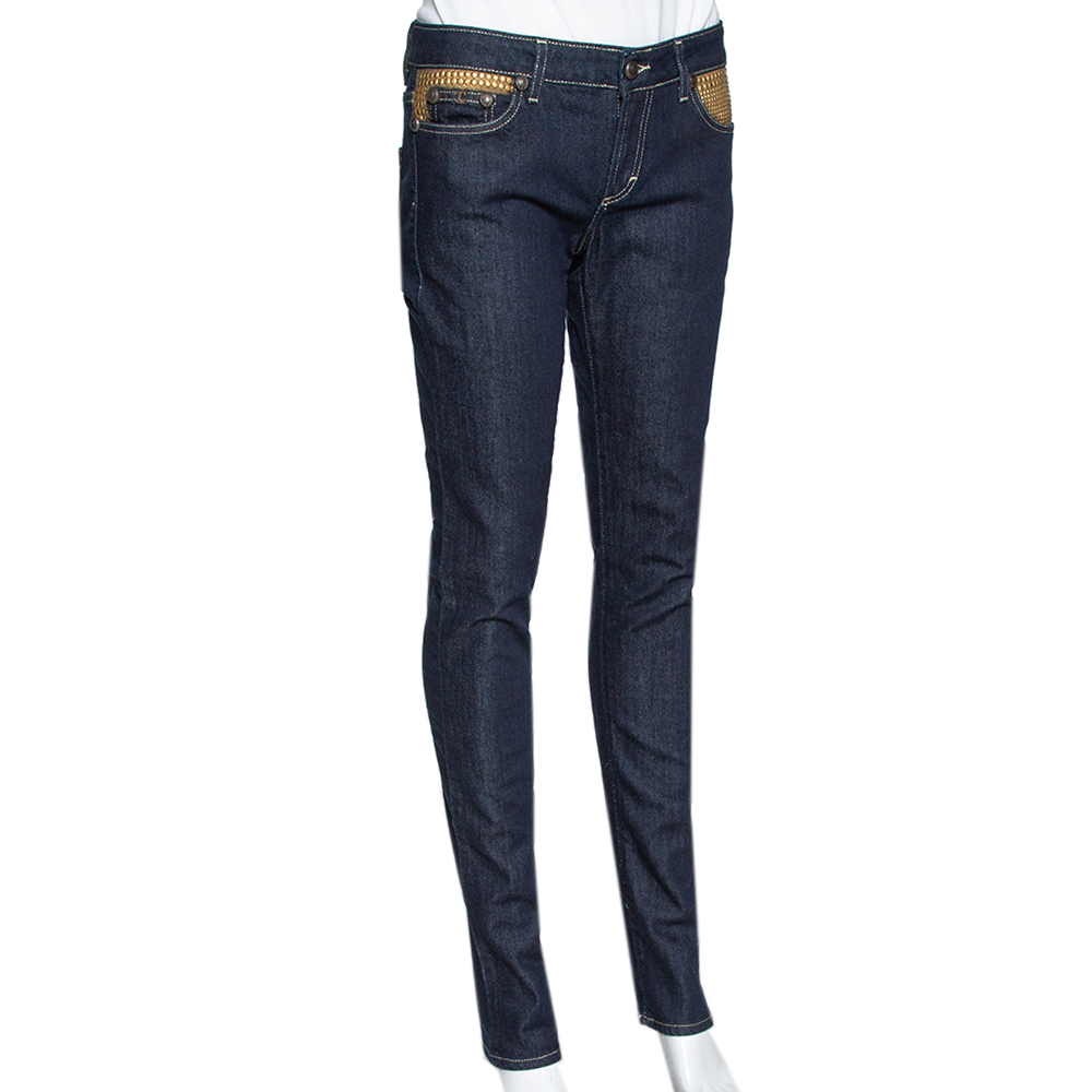 

Just Cavalli Navy Blue Denim Embellished Pocket Detail Jeans