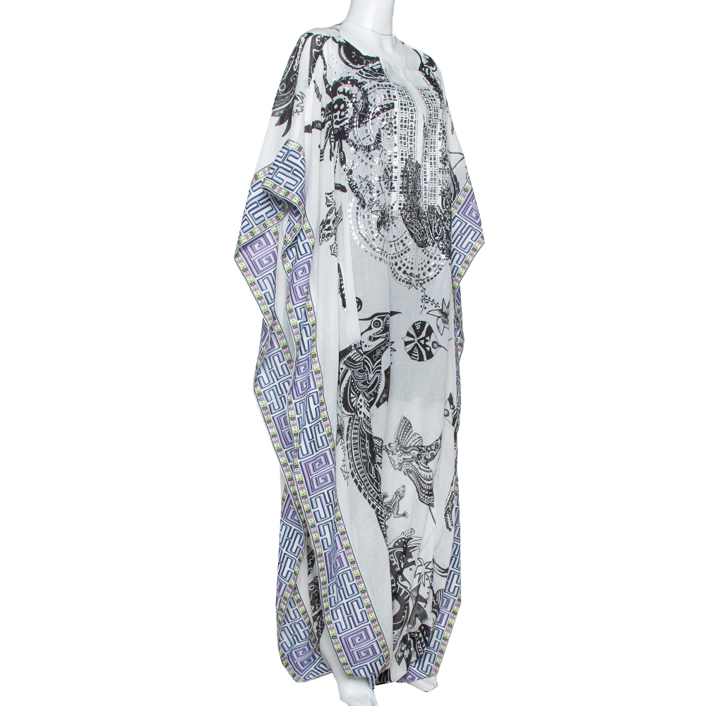 

Just Cavalli White Printed Cotton Embellished Oversized Cover Up