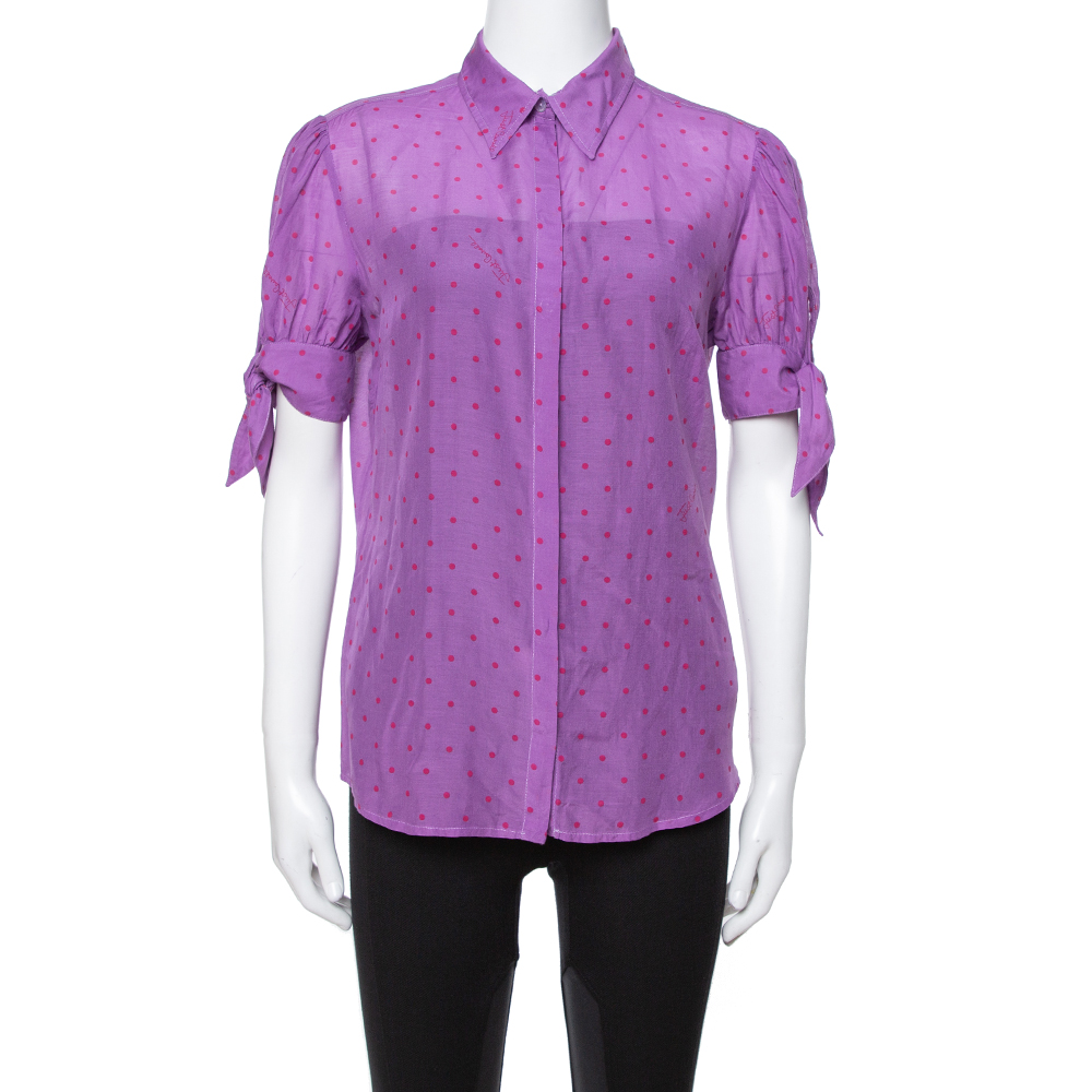 

Just Cavalli Purple Cotton & Silk Button Front Blouse