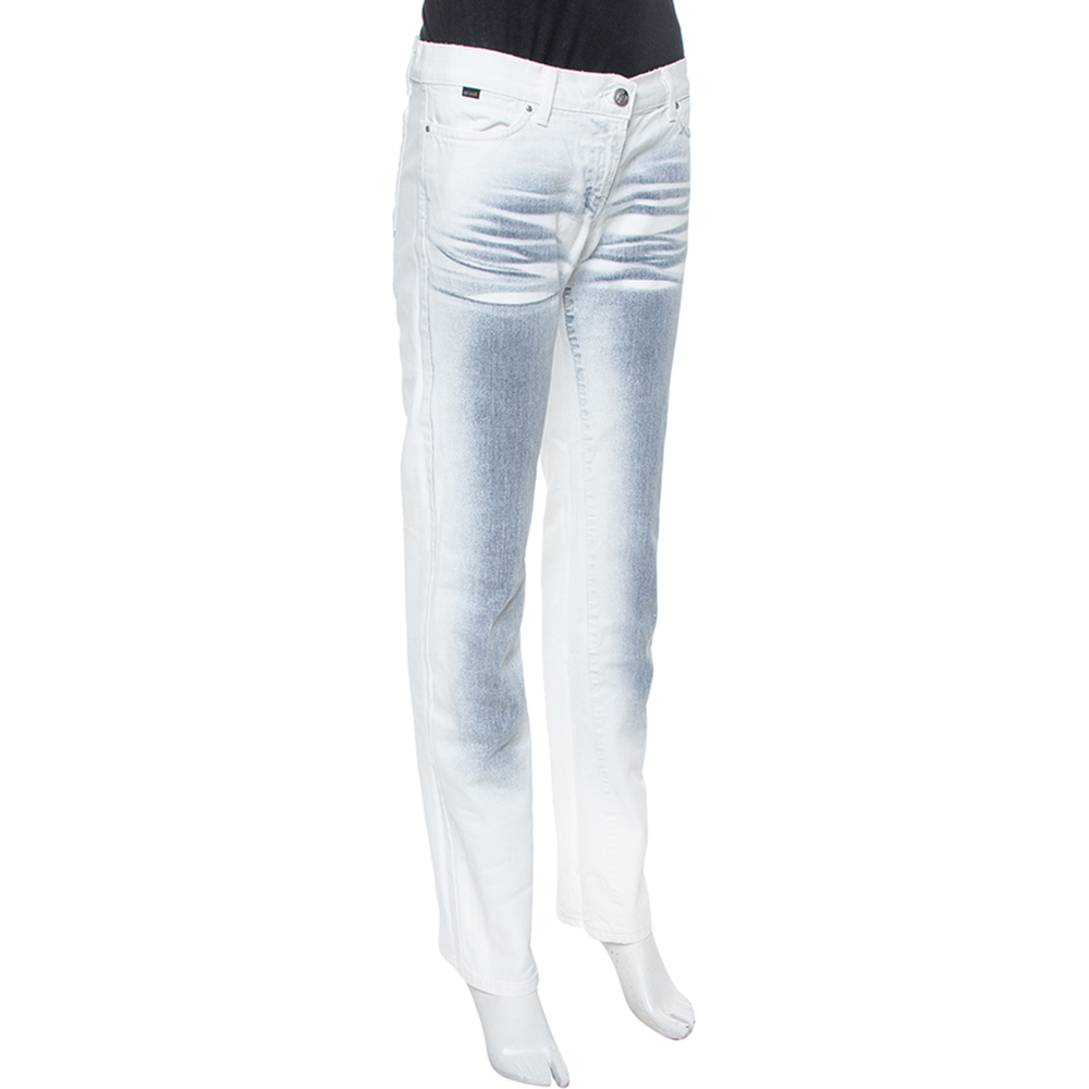 

Just Cavalli White Ombre Distressed Flared Bottom Jeans