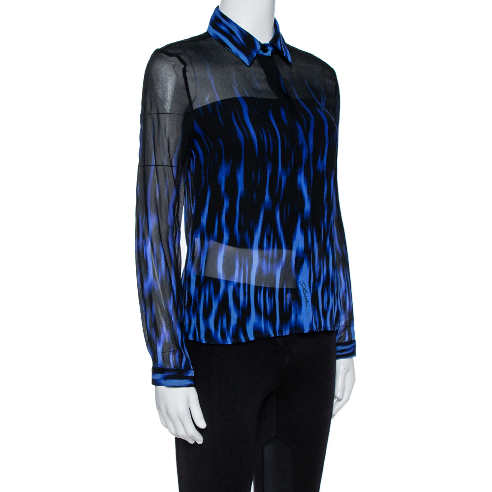 

Just Cavalli Black/Blue Ombre Silk Long Sleeve Shirt