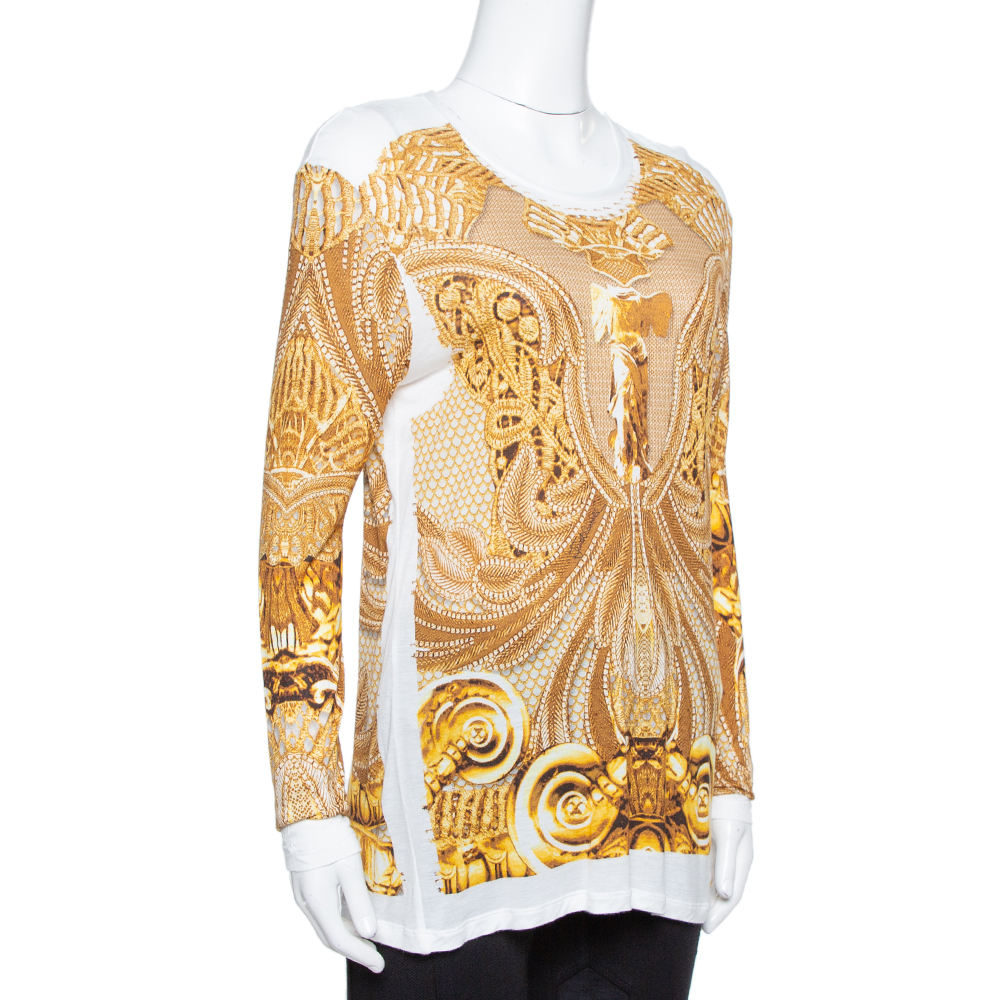 

Just Cavalli Yellow Printed Jersey Long Sleeve Top