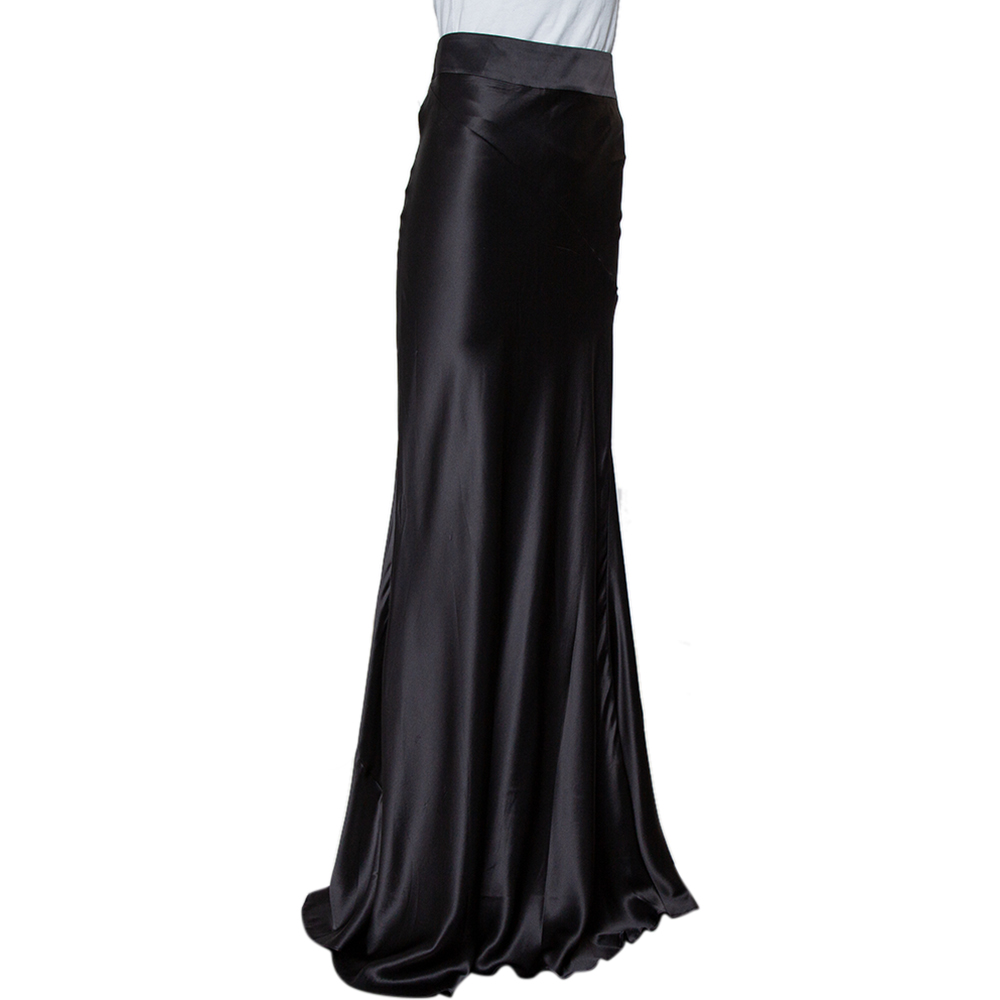 

Just Cavalli Black Satin Paneled Maxi Skirt